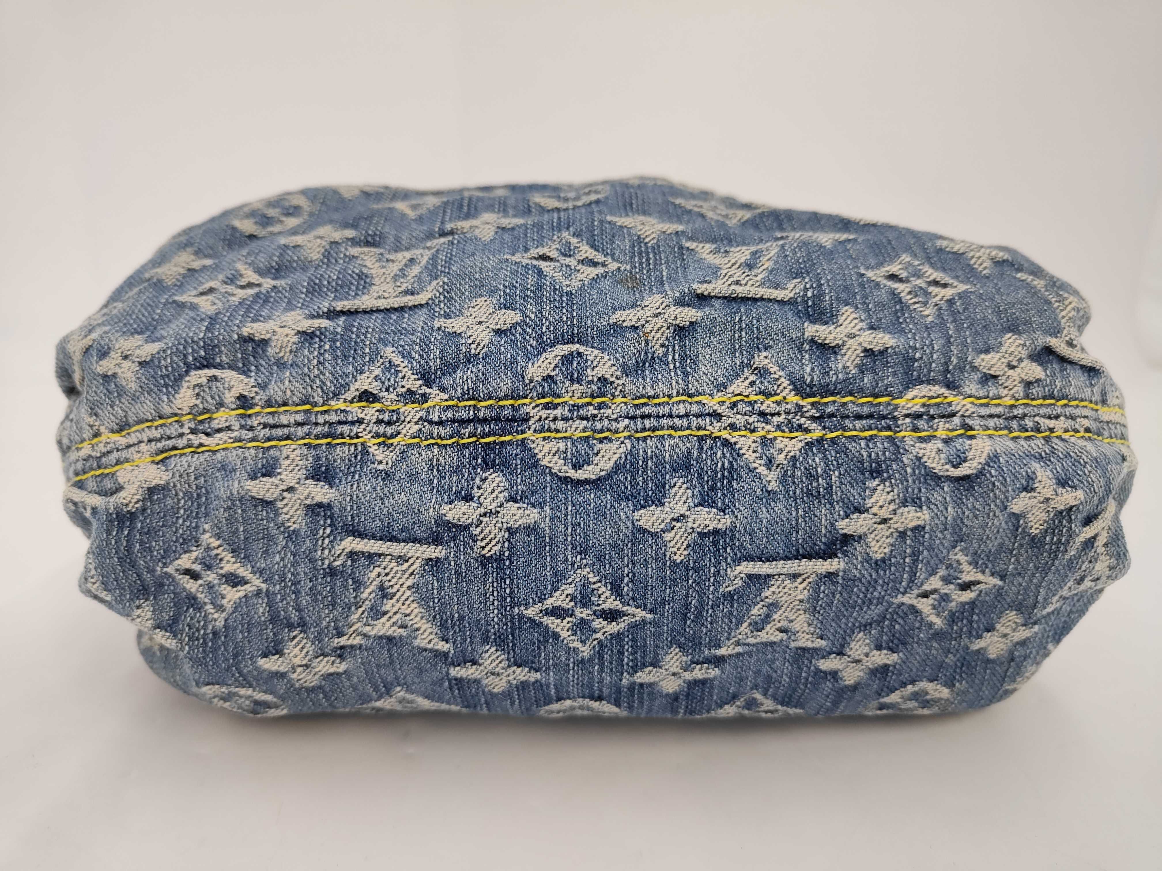 Monogram Denim Pleated Handbag — view 6