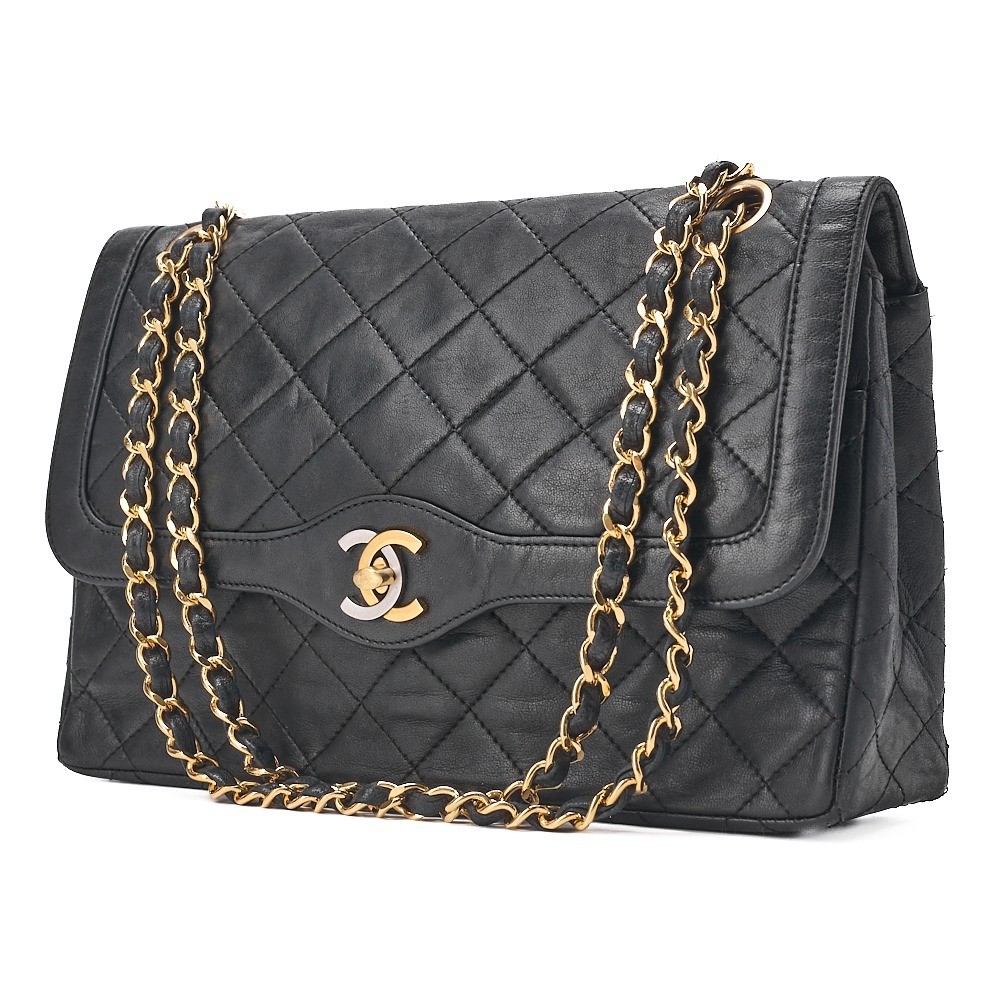 Lambskin Matelassé 27cm Paris Limited Edition Double Flap Chain Shoulder Bag — view 3