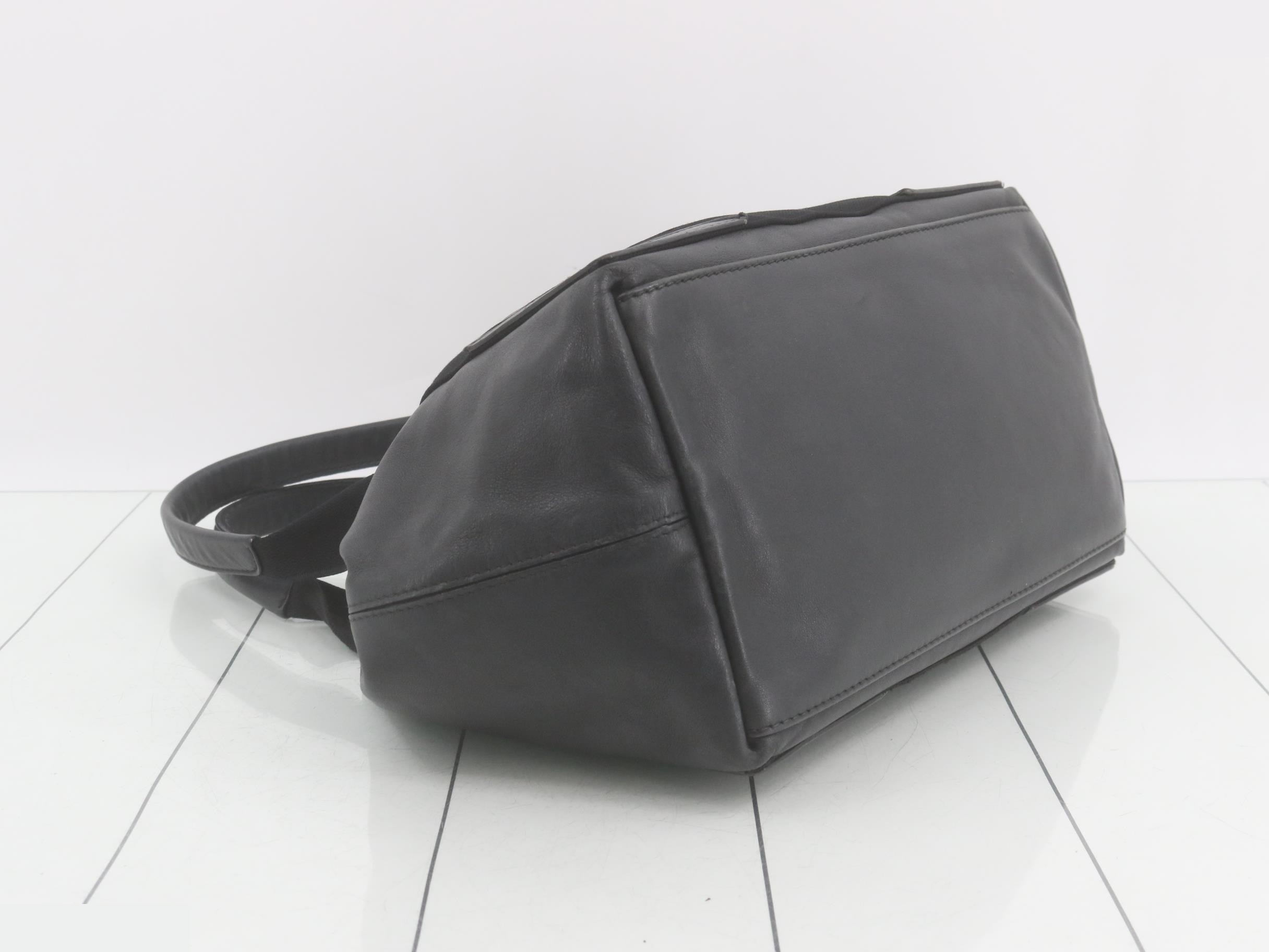 Navy Cabas S Leather/Canvas Tote Bag with Pouch - Black — view 5