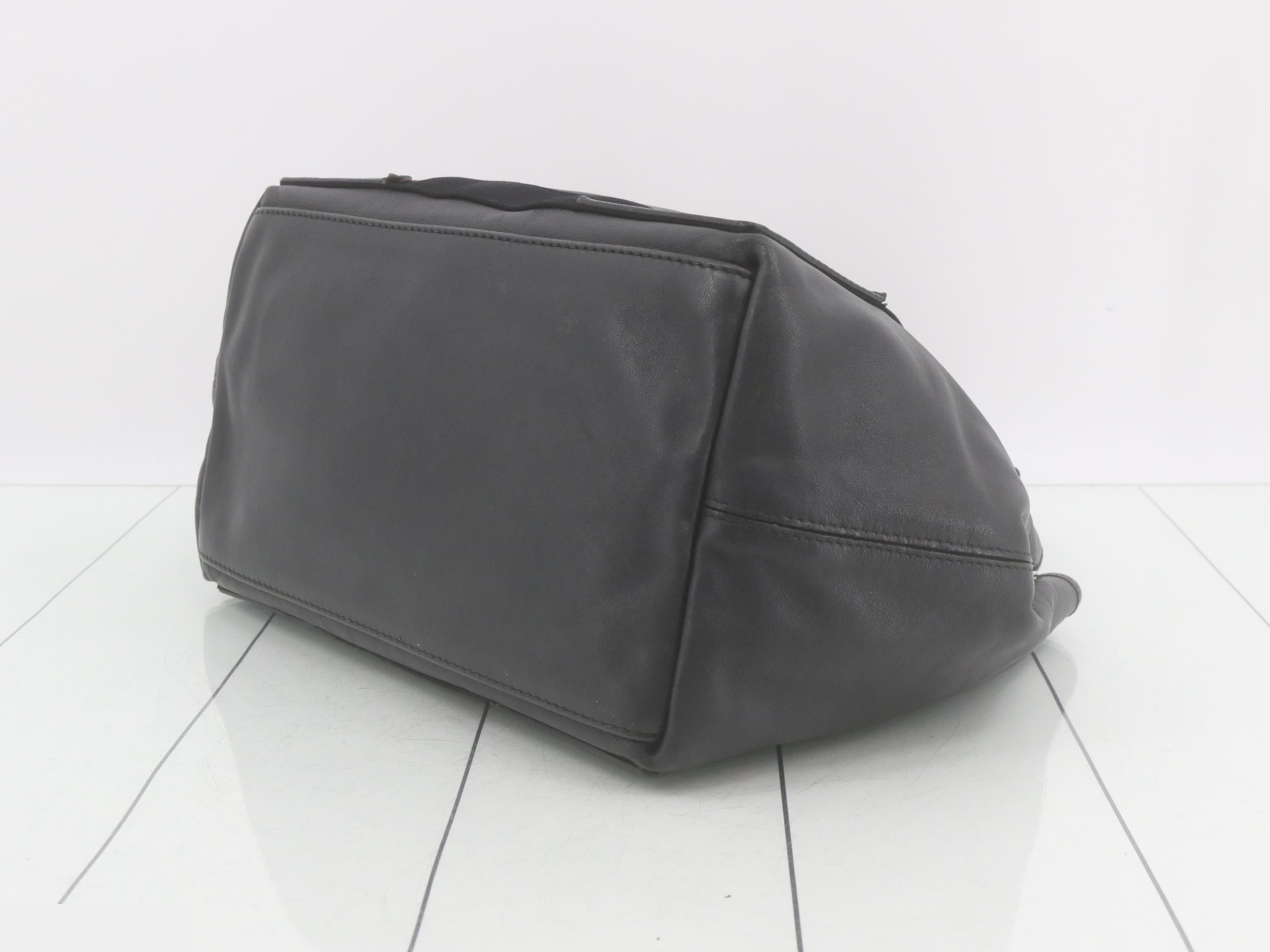 Navy Cabas S Leather/Canvas Tote Bag with Pouch - Black — view 6