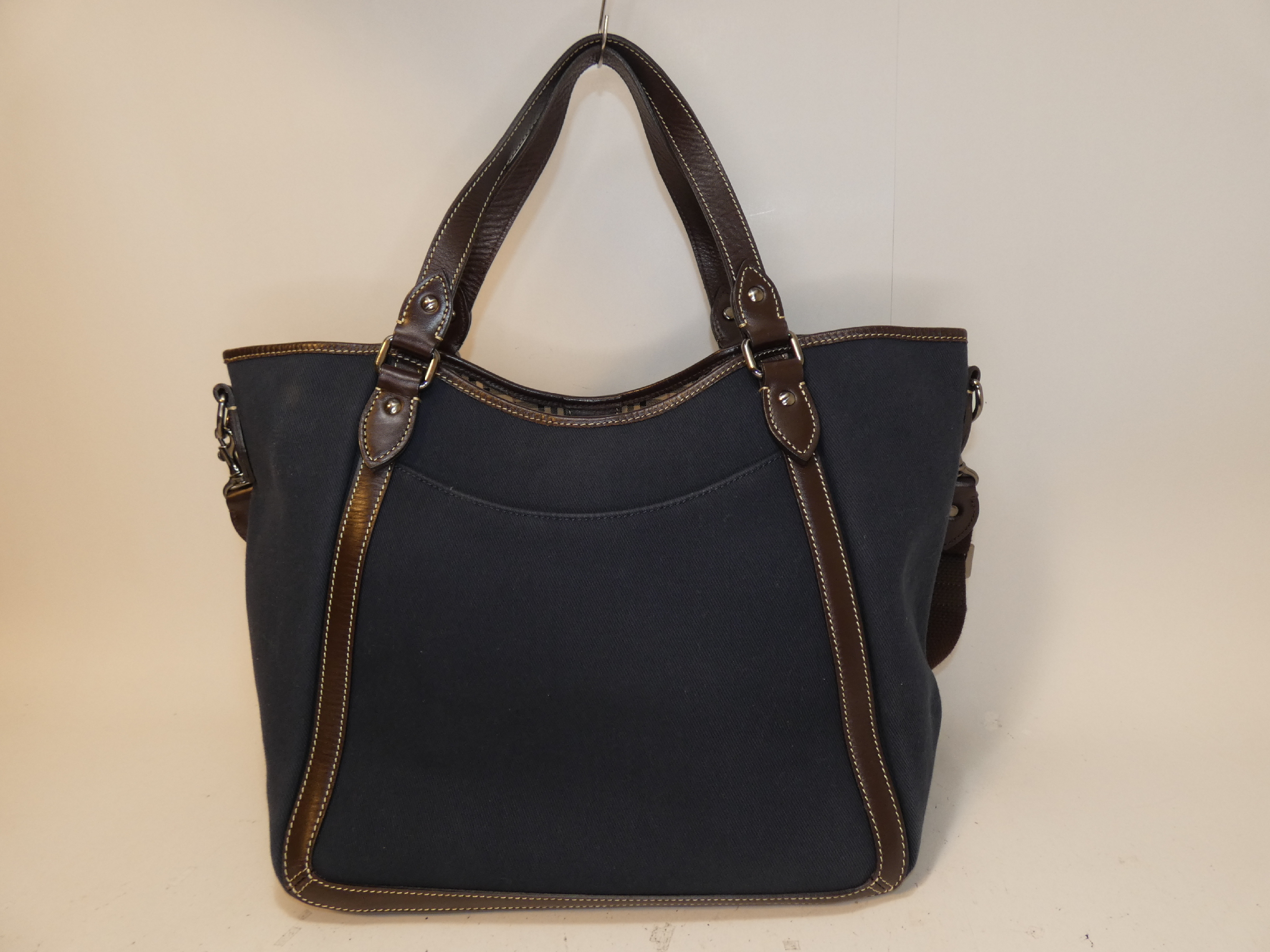 2-way Front Logo Canvas Leather Hand Tote Bag — view 2