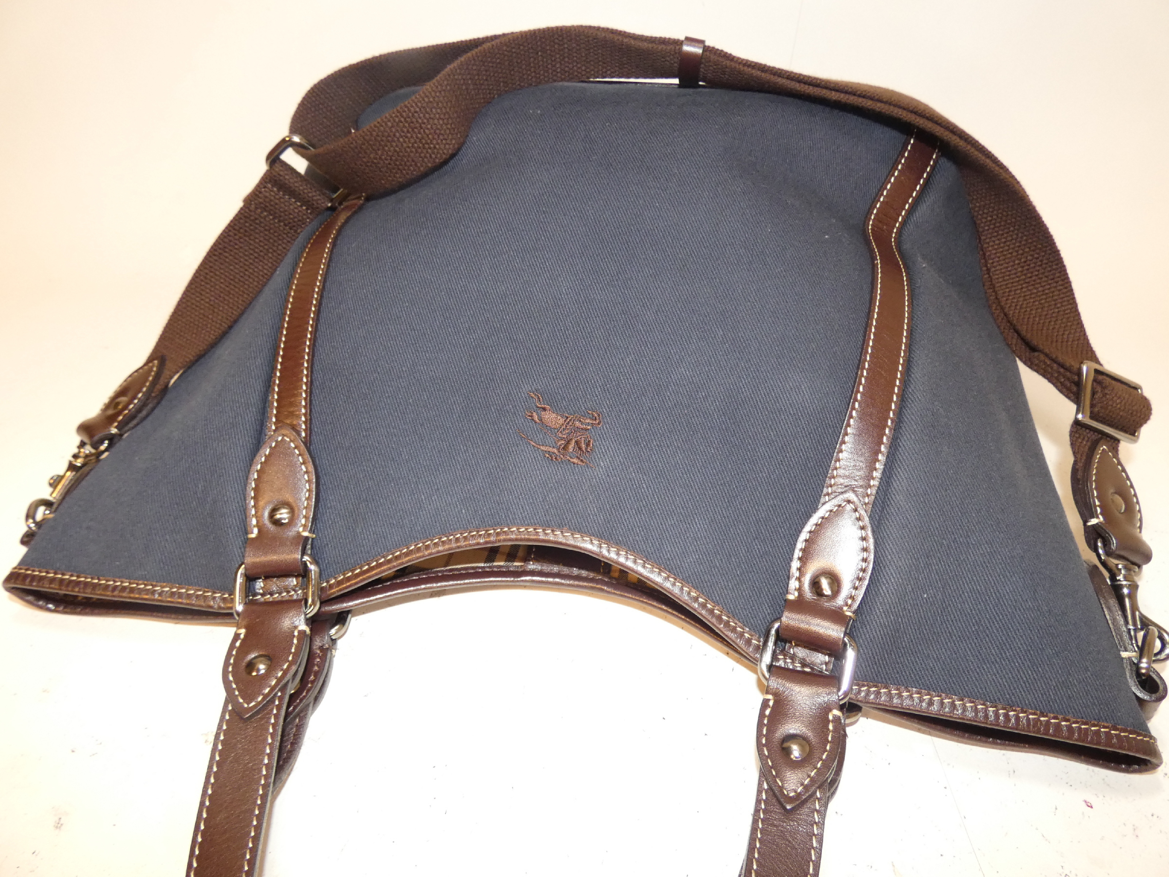 2-way Front Logo Canvas Leather Hand Tote Bag — view 3
