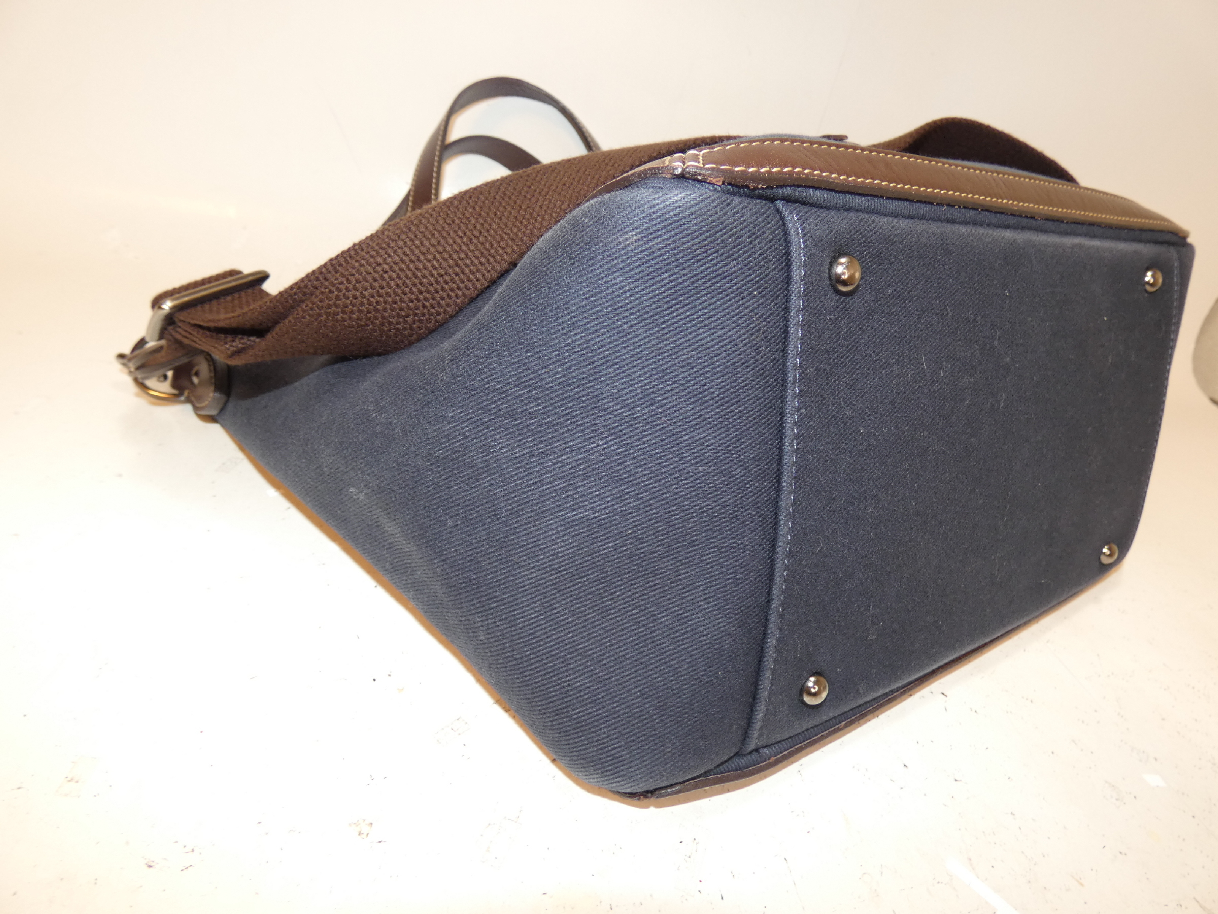 2-way Front Logo Canvas Leather Hand Tote Bag — view 6