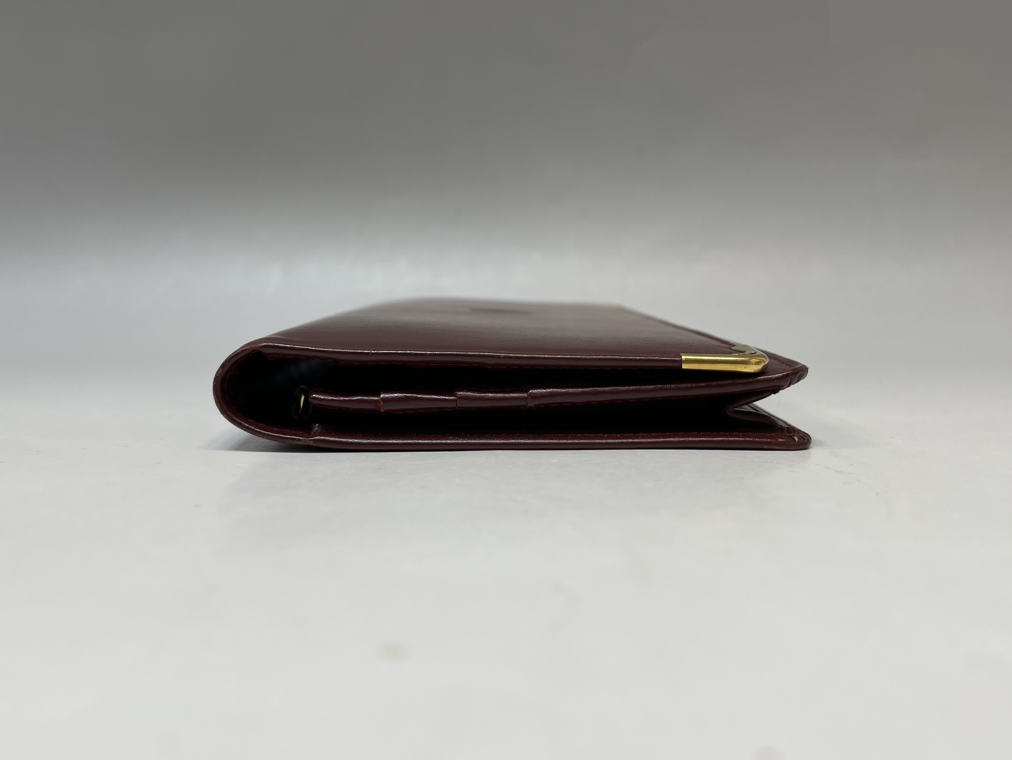 Mustline Genuine Leather Bi-fold Long Wallet, Bordeaux, Gold Hardware — view 3