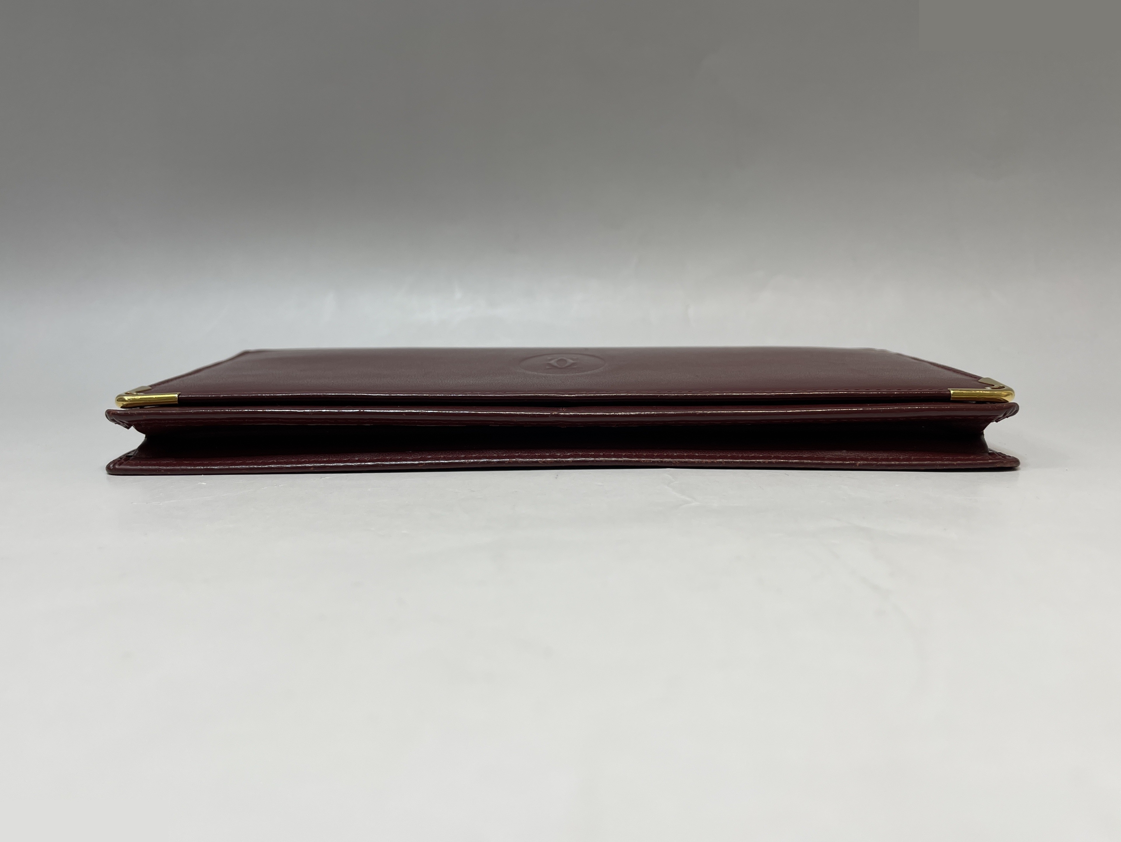 Mustline Genuine Leather Bi-fold Long Wallet, Bordeaux, Gold Hardware — view 6