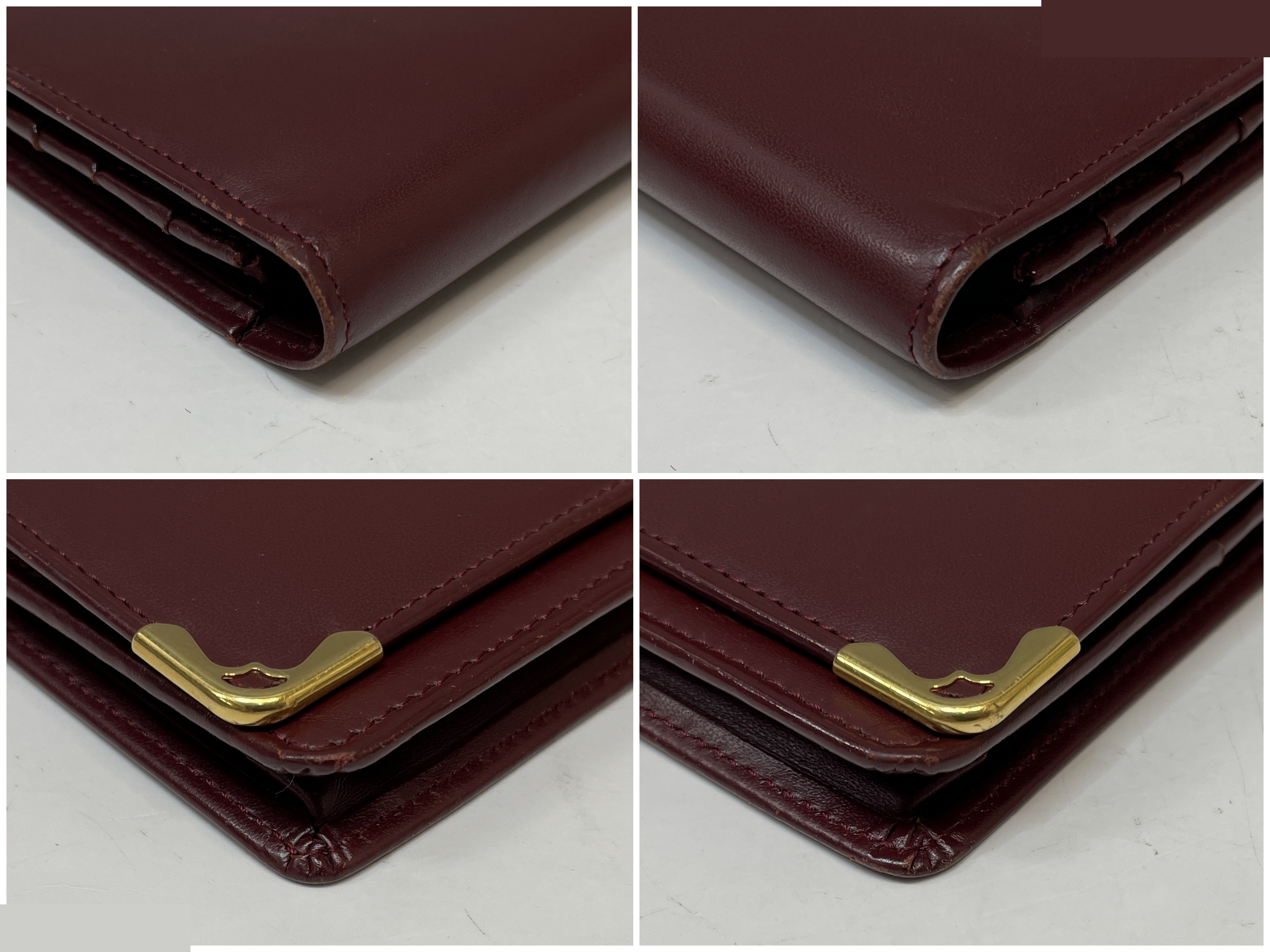 Mustline Genuine Leather Bi-fold Long Wallet, Bordeaux, Gold Hardware — view 7