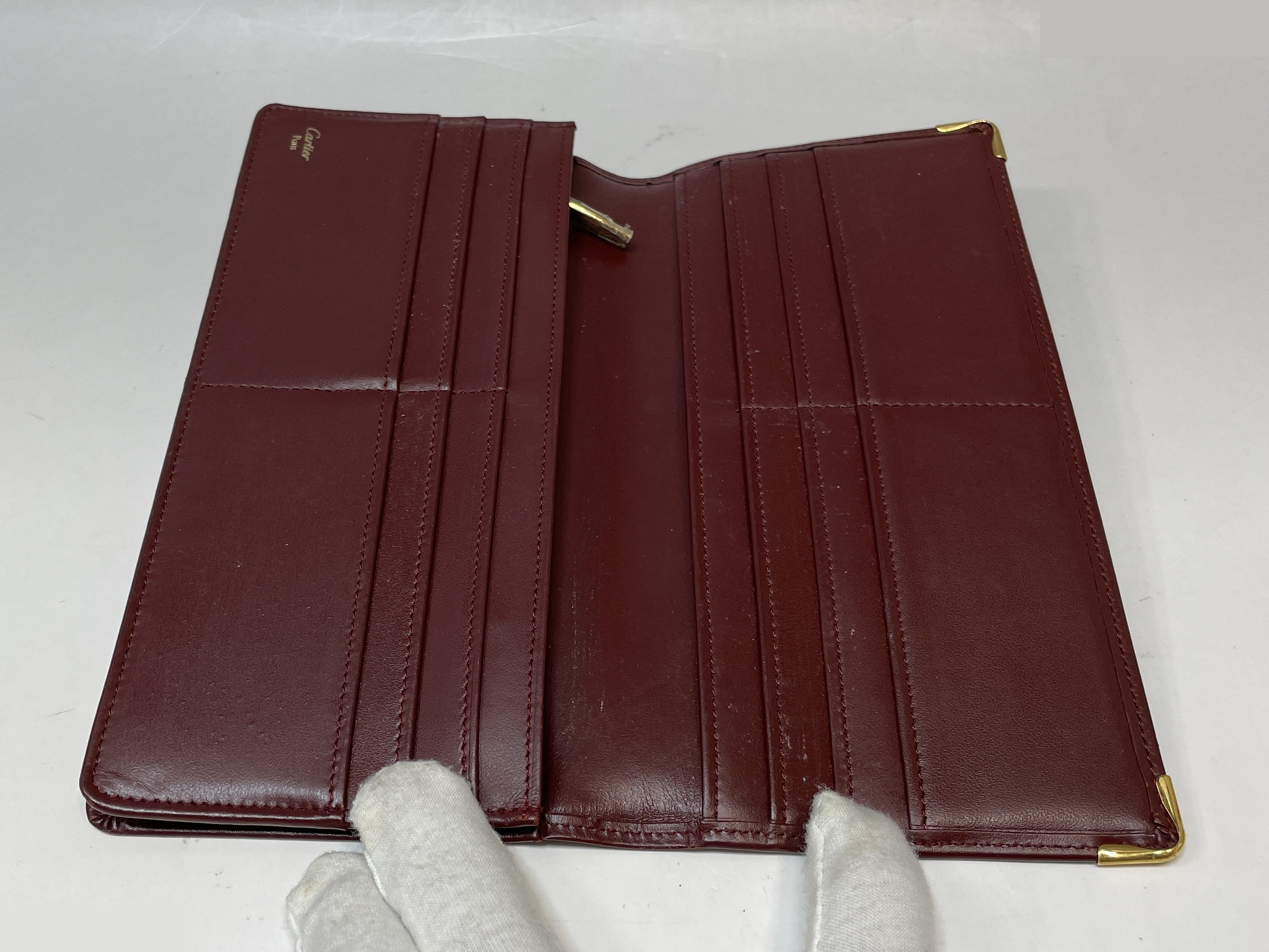 Mustline Genuine Leather Bi-fold Long Wallet, Bordeaux, Gold Hardware — view 8