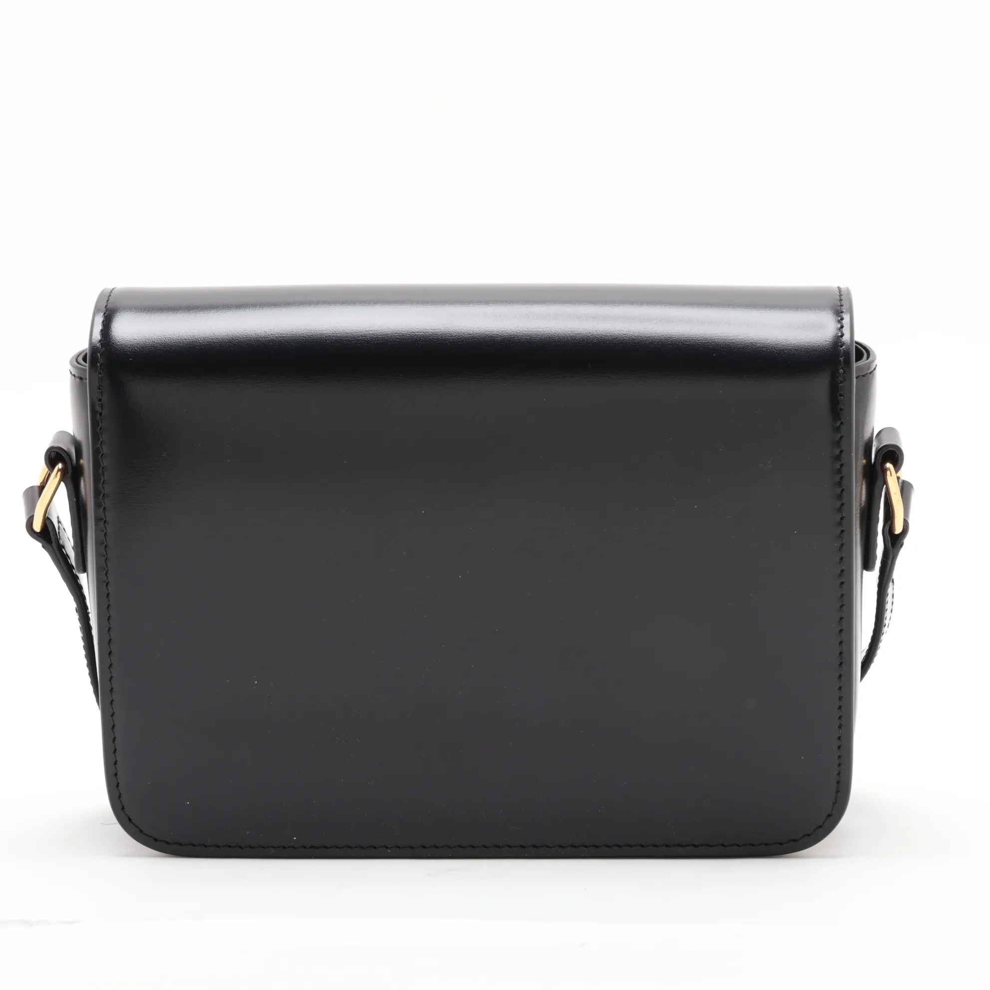 Triomphe Teen Leather Shoulder Bag, Black — view 2