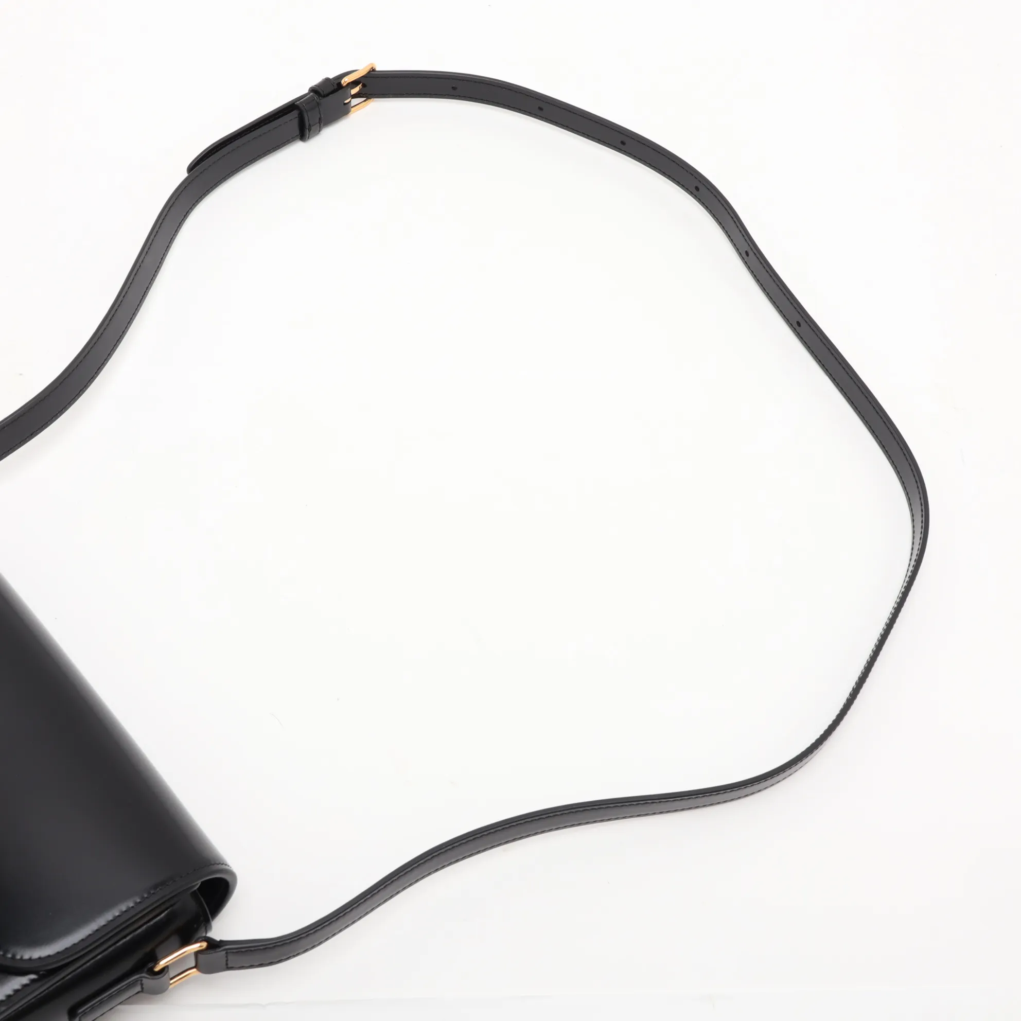 Triomphe Teen Leather Shoulder Bag, Black — view 5