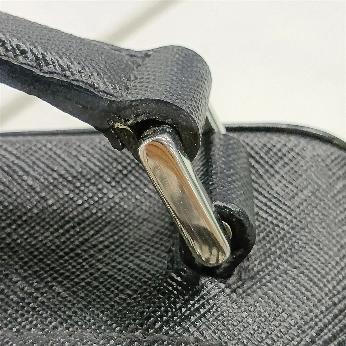 Saffiano Leather 2-Way Shoulder Bag, Black — view 12