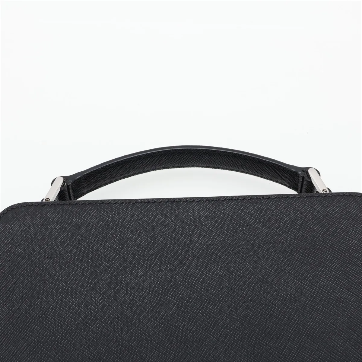 Saffiano Leather 2-Way Shoulder Bag, Black — view 6
