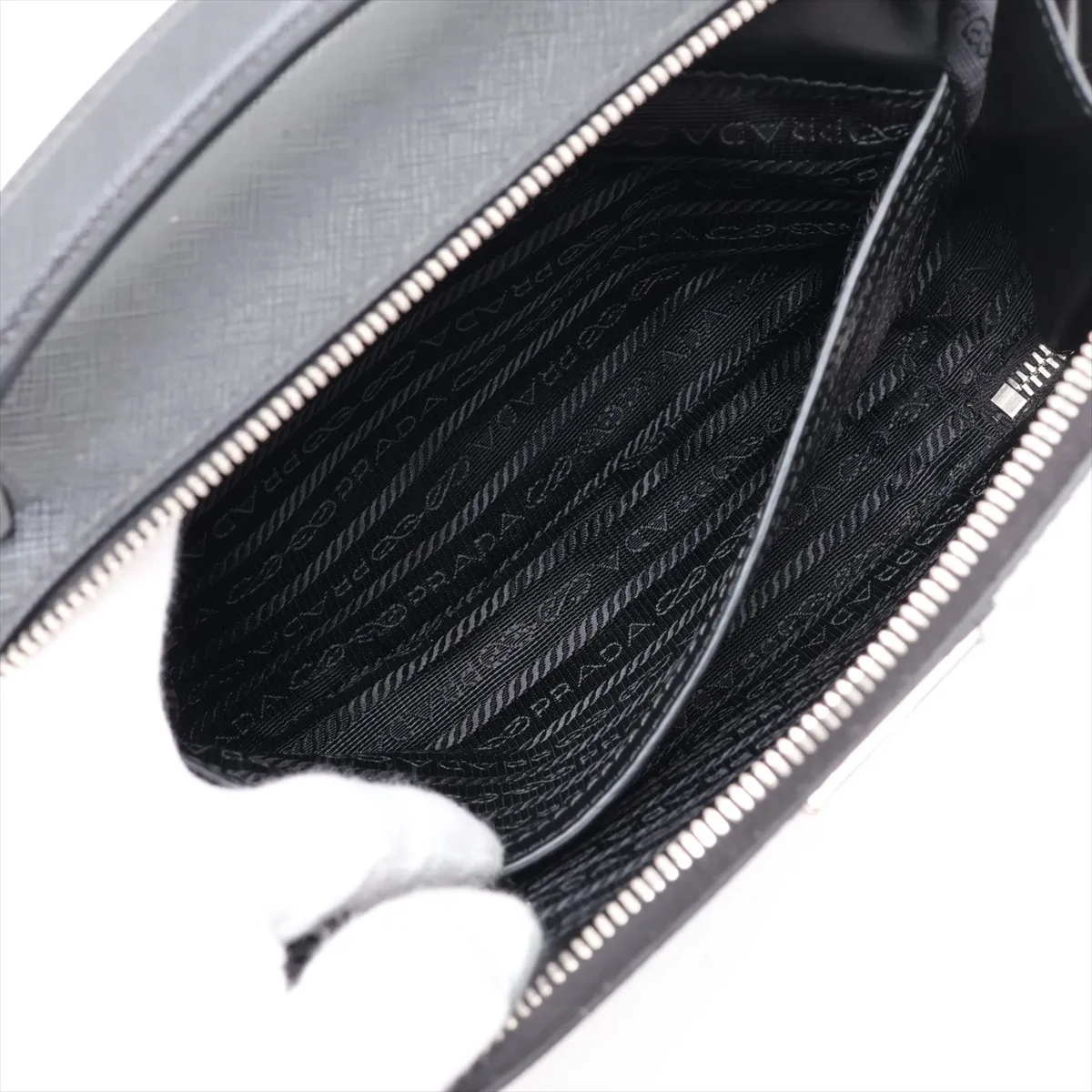 Saffiano Leather 2-Way Shoulder Bag, Black — view 9