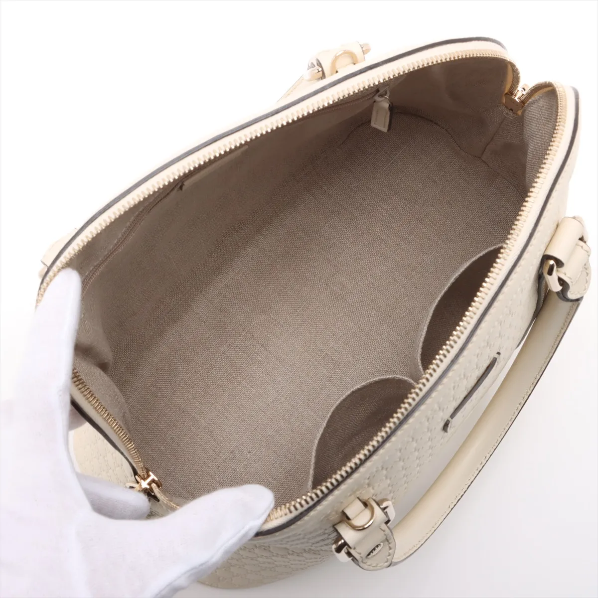 Micro Guccisima Leather 2WAY Handbag Ivory 449663 Outlet — view 8