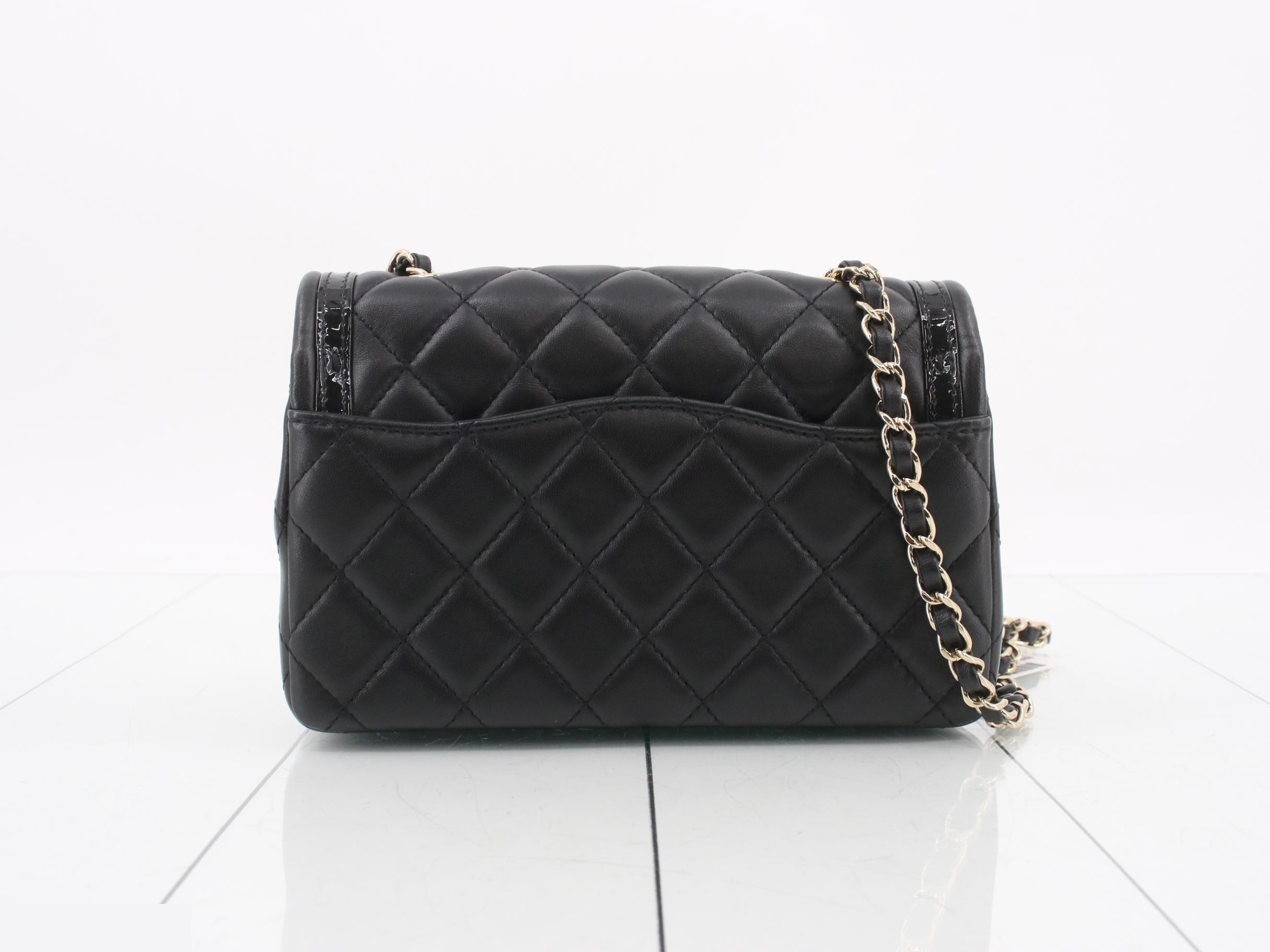 Matelassé 20, Black, Lambskin x Patent Leather — view 2