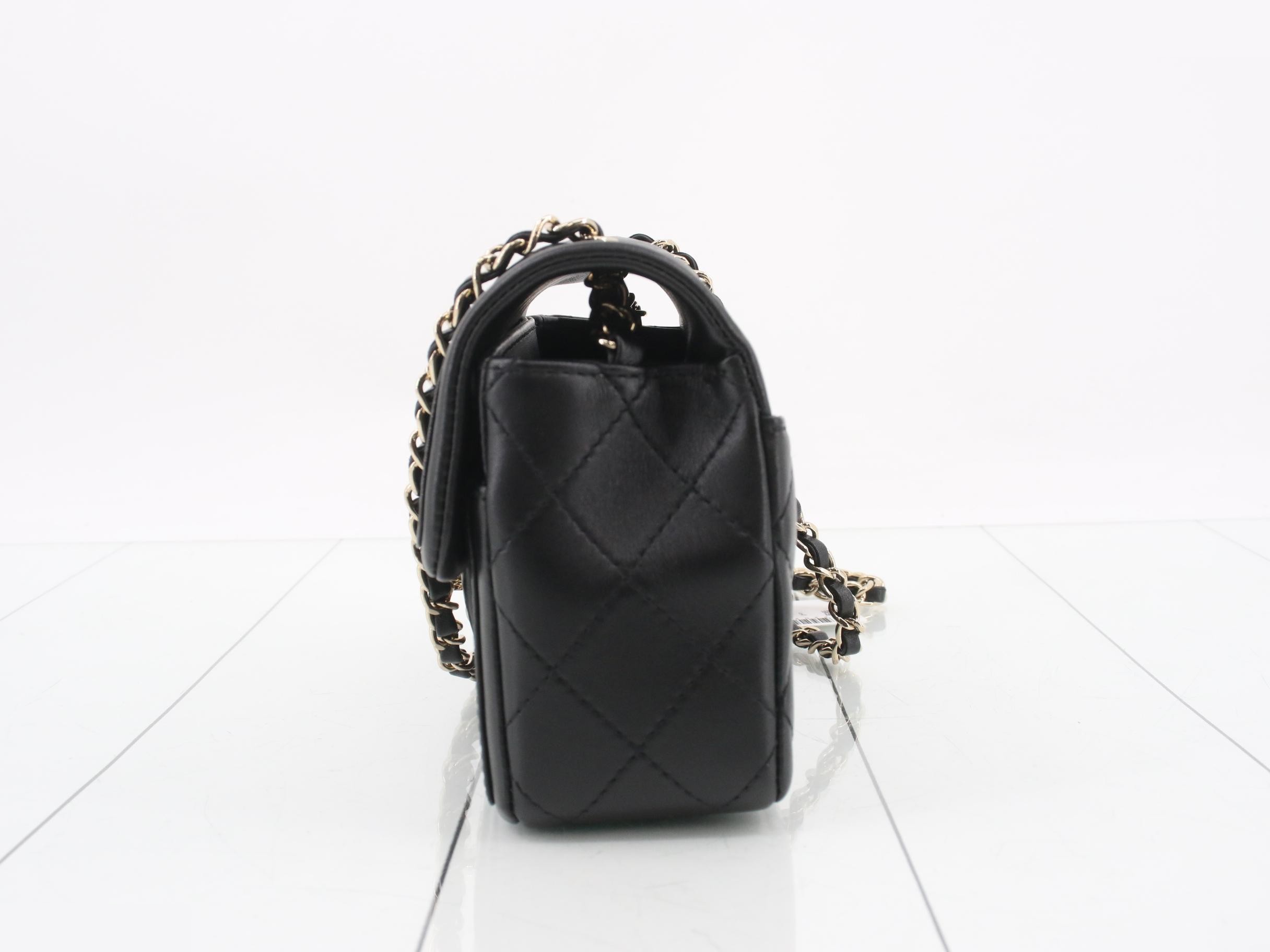 Matelassé 20, Black, Lambskin x Patent Leather — view 3