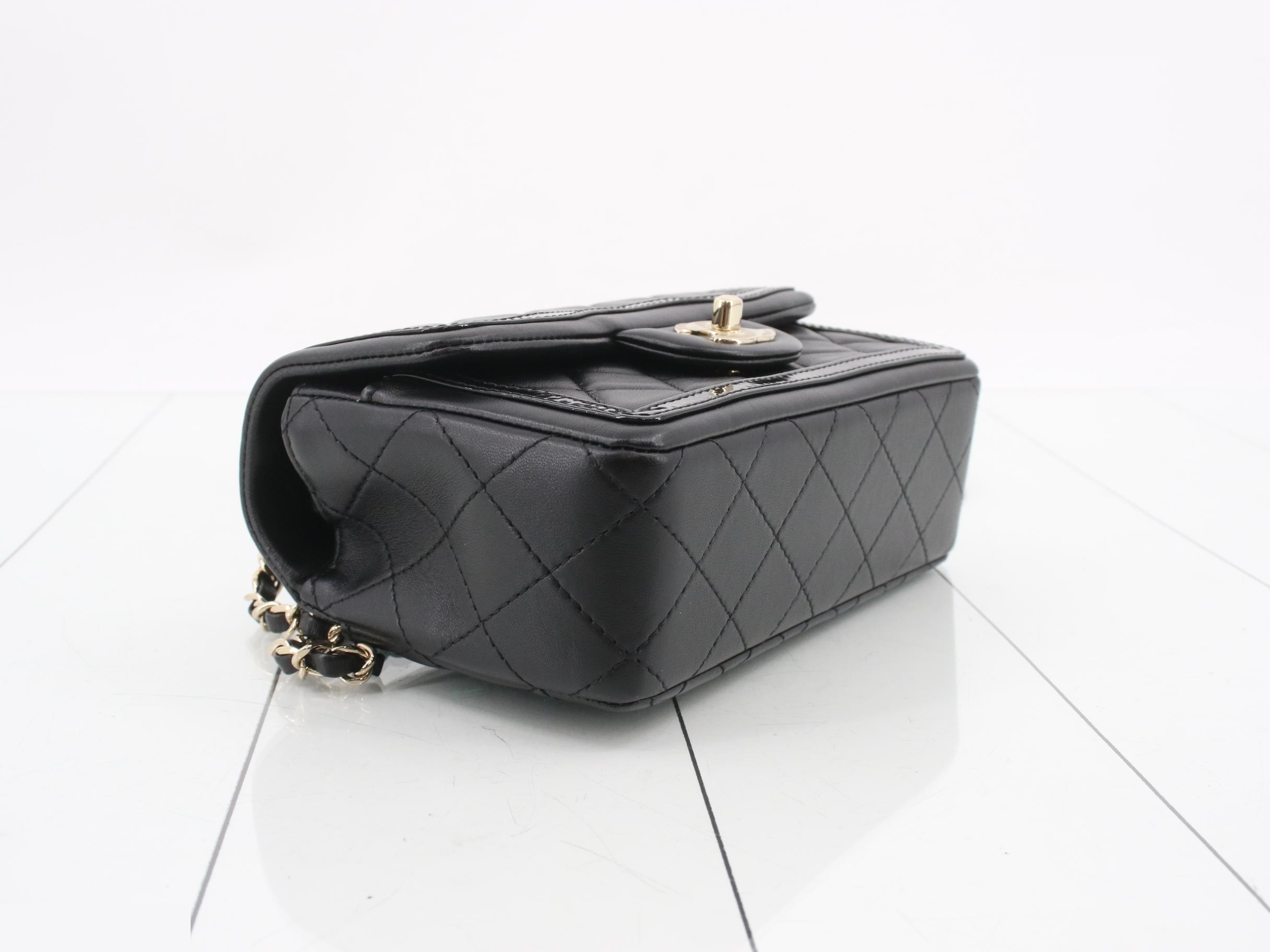 Matelassé 20, Black, Lambskin x Patent Leather — view 5