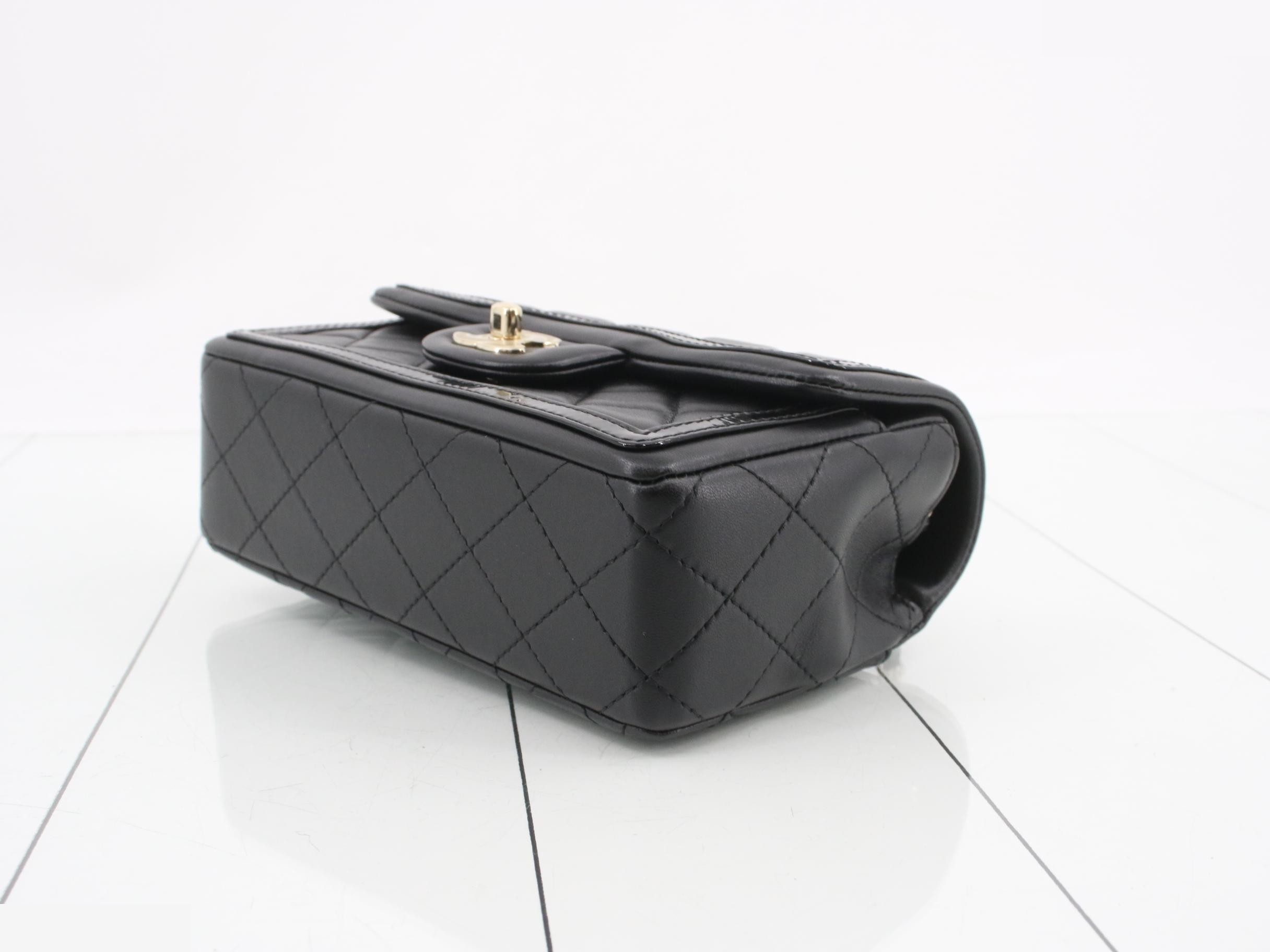 Matelassé 20, Black, Lambskin x Patent Leather — view 6