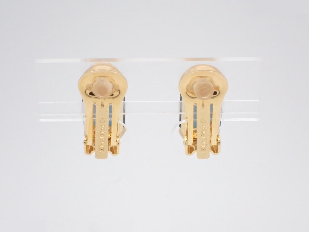 Earrings, Blue and White, Gold Plated, Colored Stone, Round — view 2