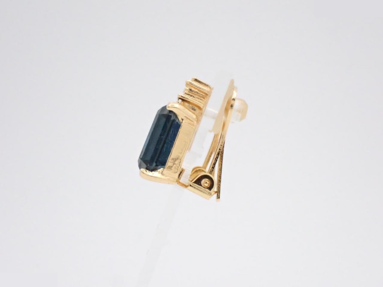 Earrings, Blue and White, Gold Plated, Colored Stone, Round — view 3