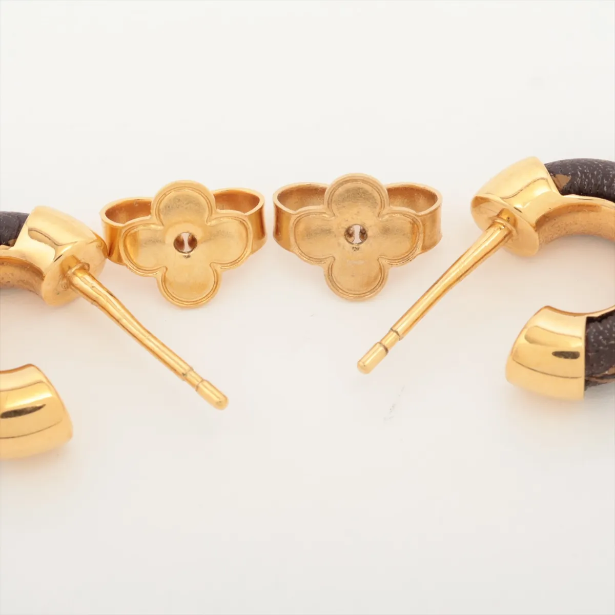 M68370 Boucles d'Oreilles Mini Hoop Wild LV LE0139 Earrings (Pair) GP x PVC Gold x Brown — view 4