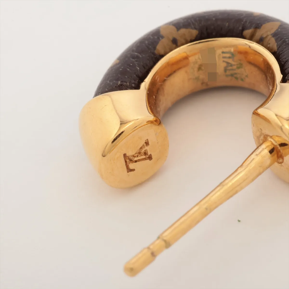 M68370 Boucles d'Oreilles Mini Hoop Wild LV LE0139 Earrings (Pair) GP x PVC Gold x Brown — view 5