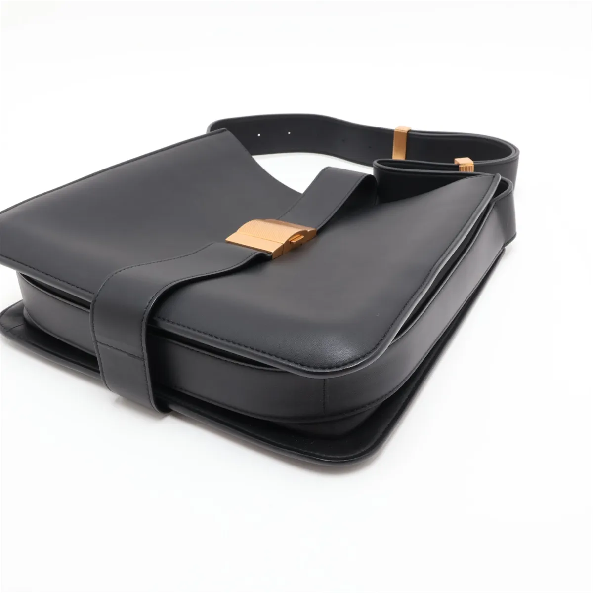 Marie Leather Shoulder Bag, Black — view 3