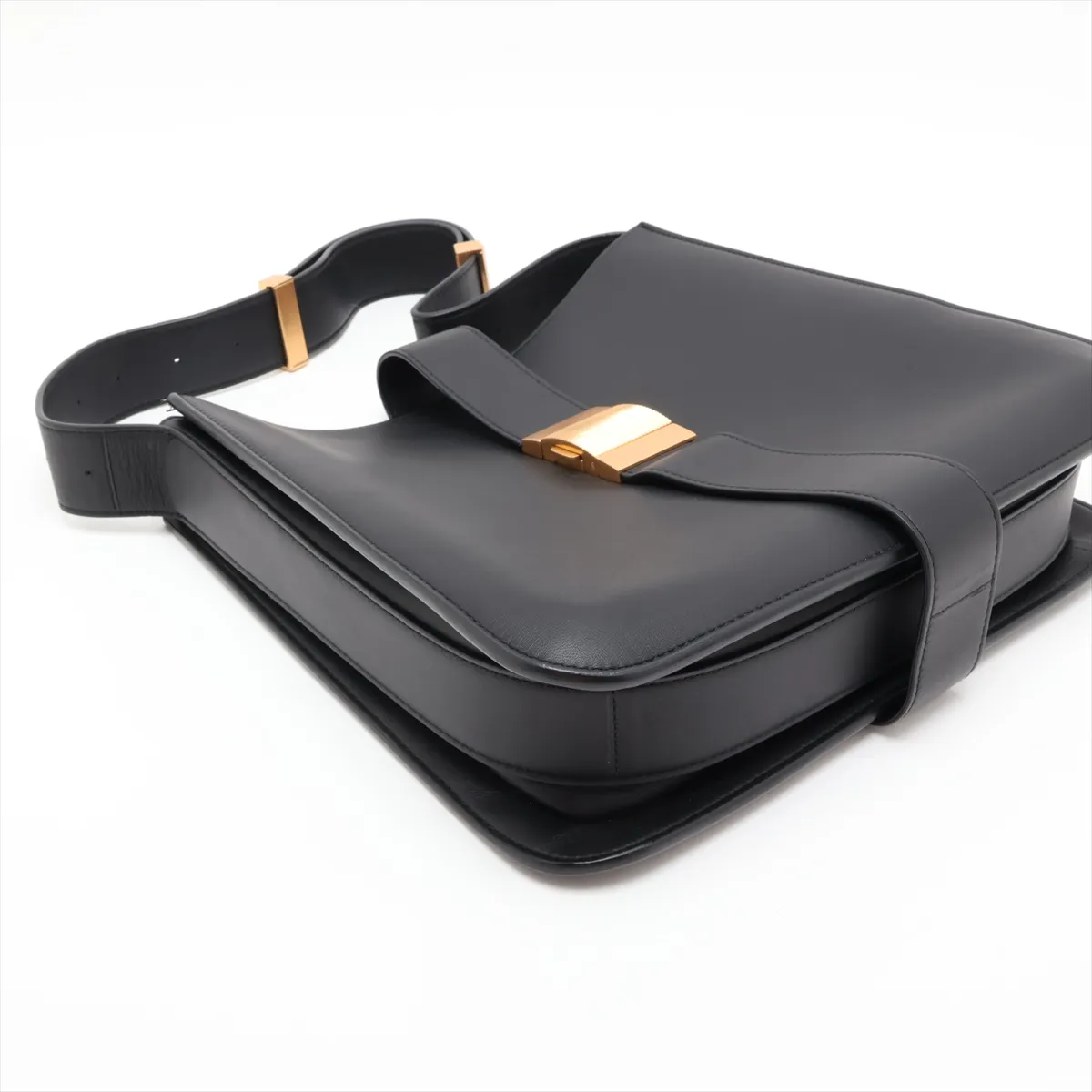 Marie Leather Shoulder Bag, Black — view 4