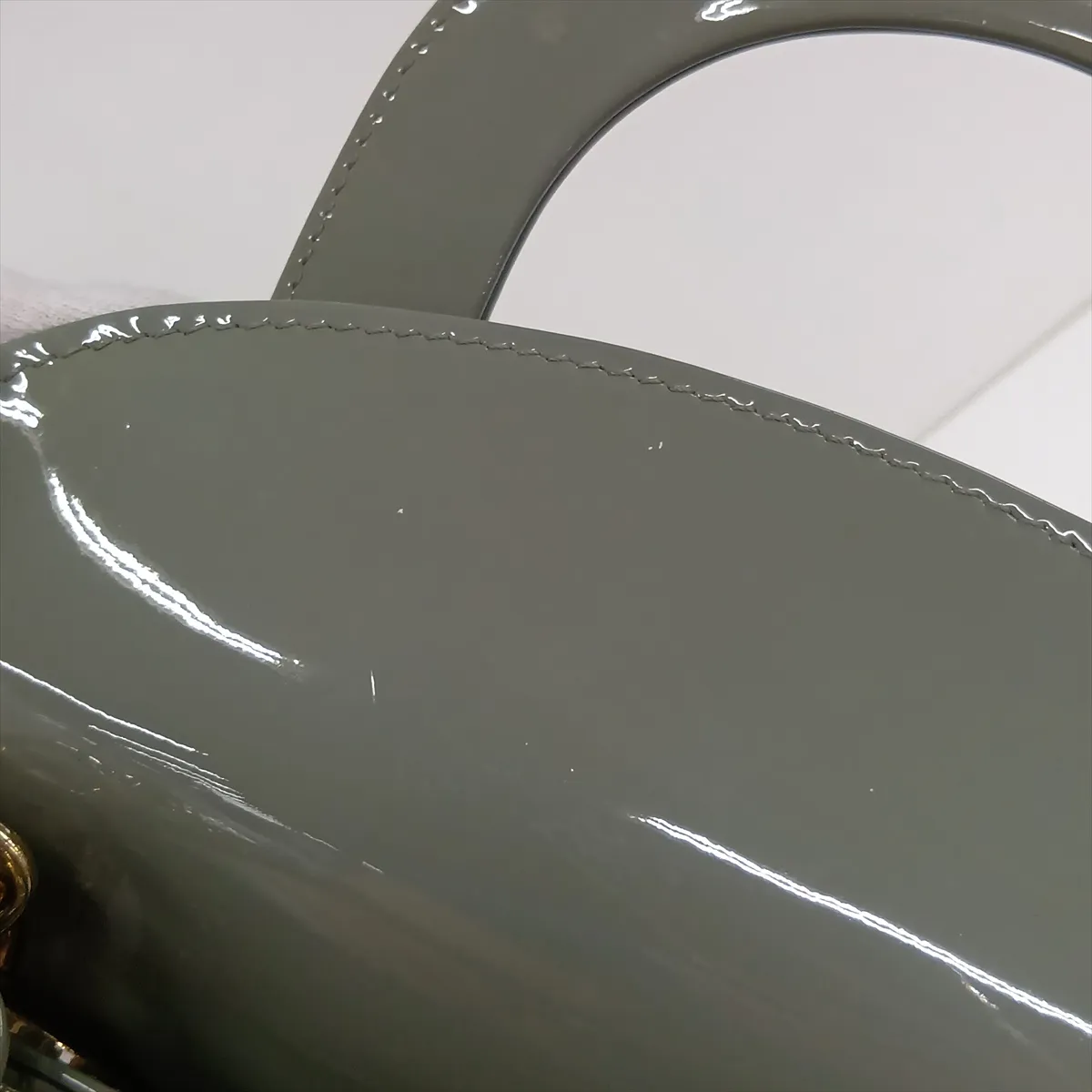 Cannage Lady Dior Mini Patent Leather 2-Way Handbag Green — view 14
