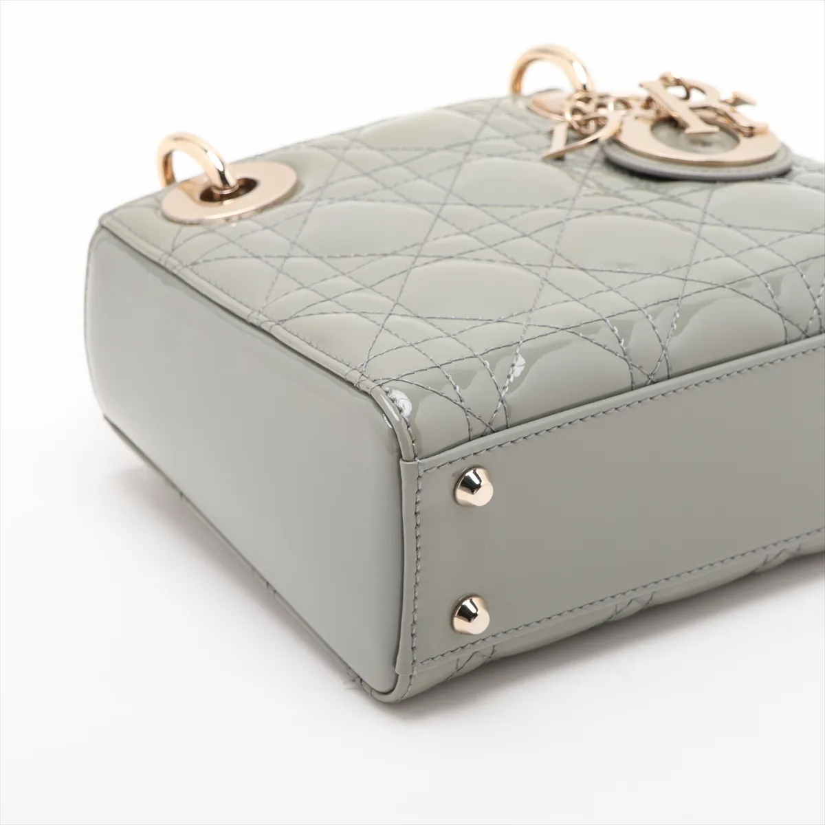 Cannage Lady Dior Mini Patent Leather 2-Way Handbag Green — view 4