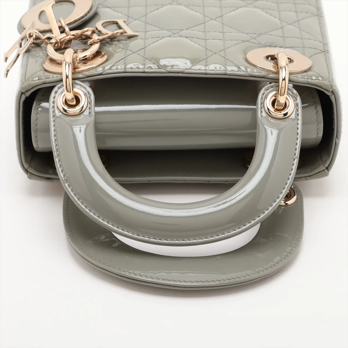 Cannage Lady Dior Mini Patent Leather 2-Way Handbag Green — view 5