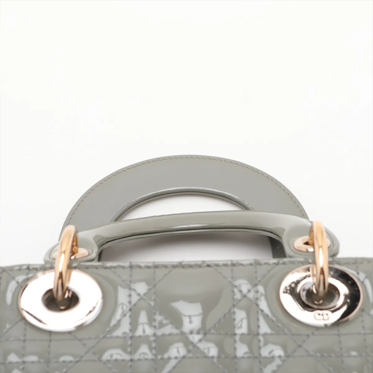 Cannage Lady Dior Mini Patent Leather 2-Way Handbag Green — view 6