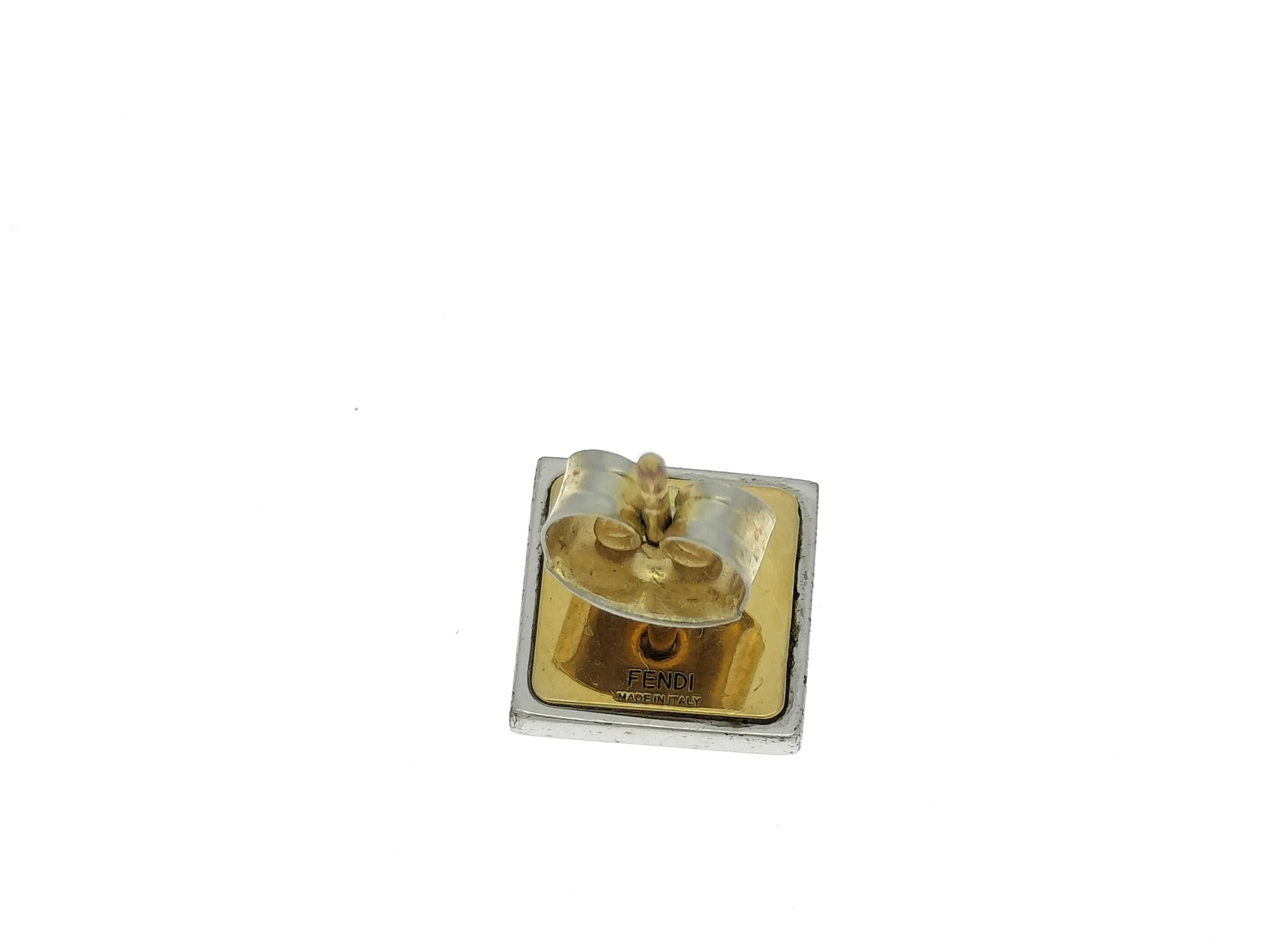 FF Logo Square Gold/Silver Tone Earring (Single Earring) — view 2