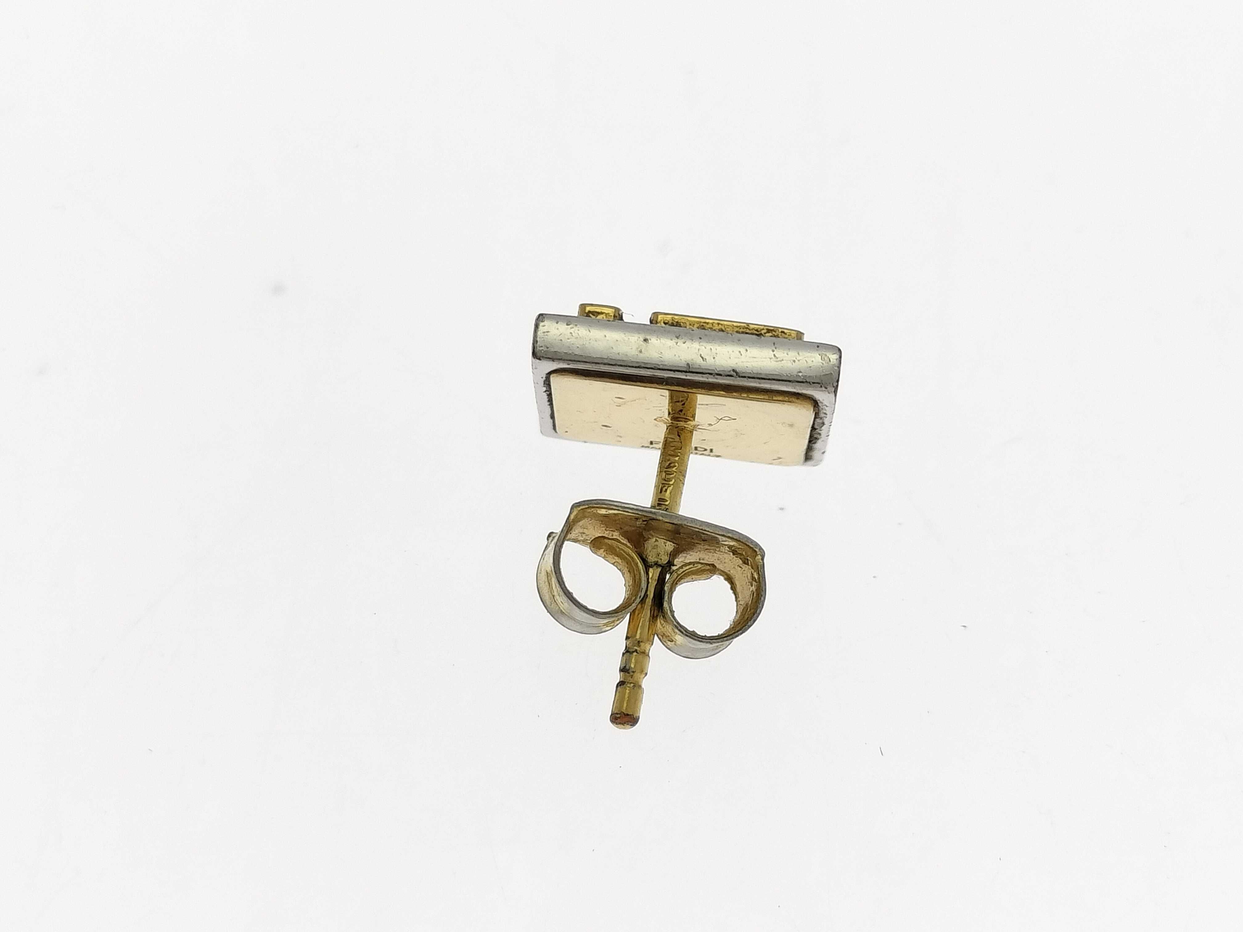 FF Logo Square Gold/Silver Tone Earring (Single Earring) — view 3