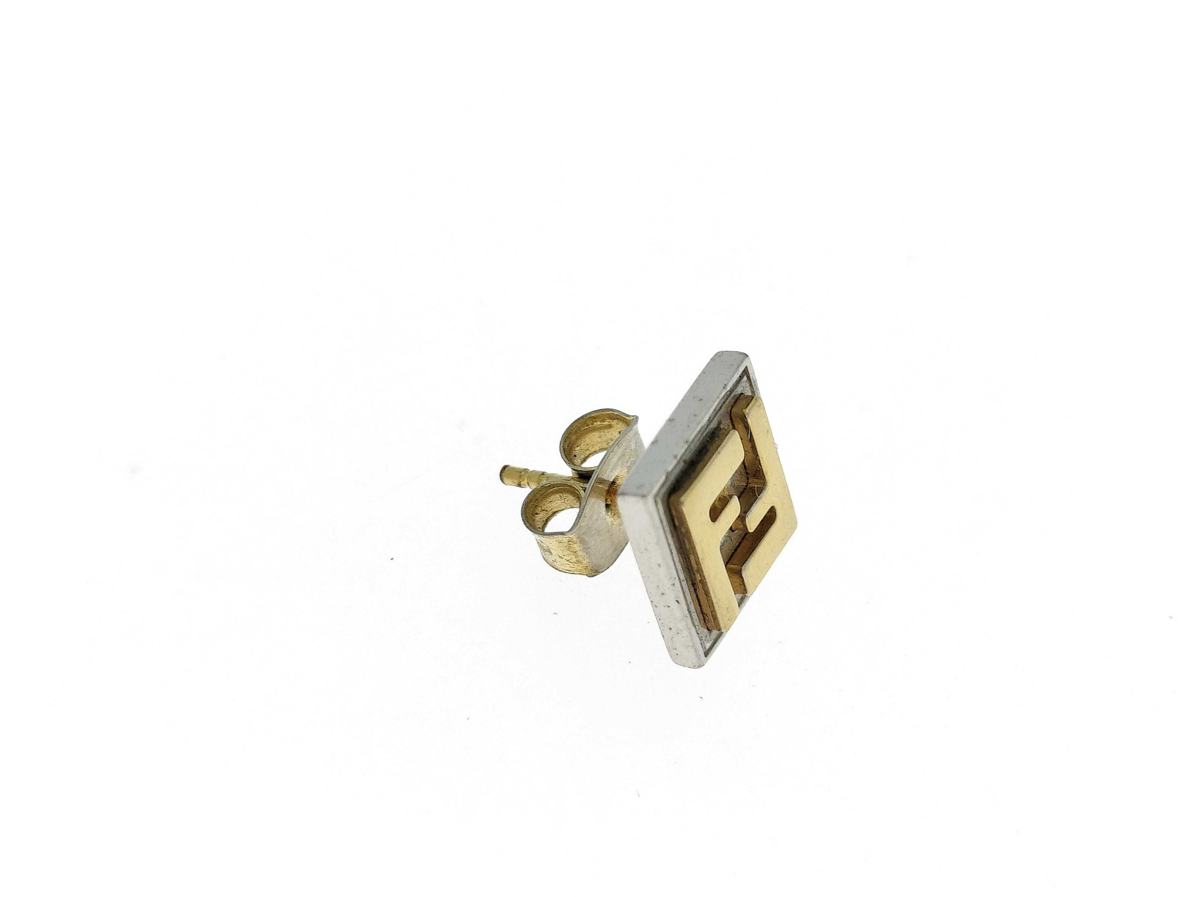 FF Logo Square Gold/Silver Tone Earring (Single Earring) — view 4