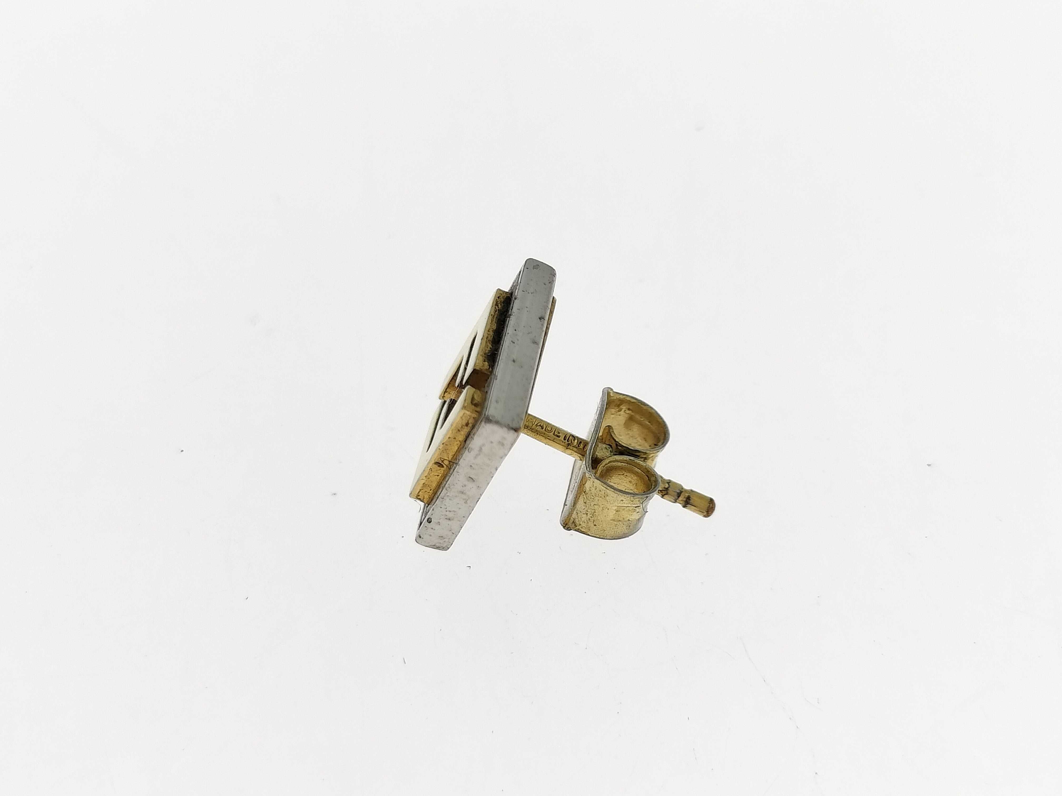 FF Logo Square Gold/Silver Tone Earring (Single Earring) — view 5