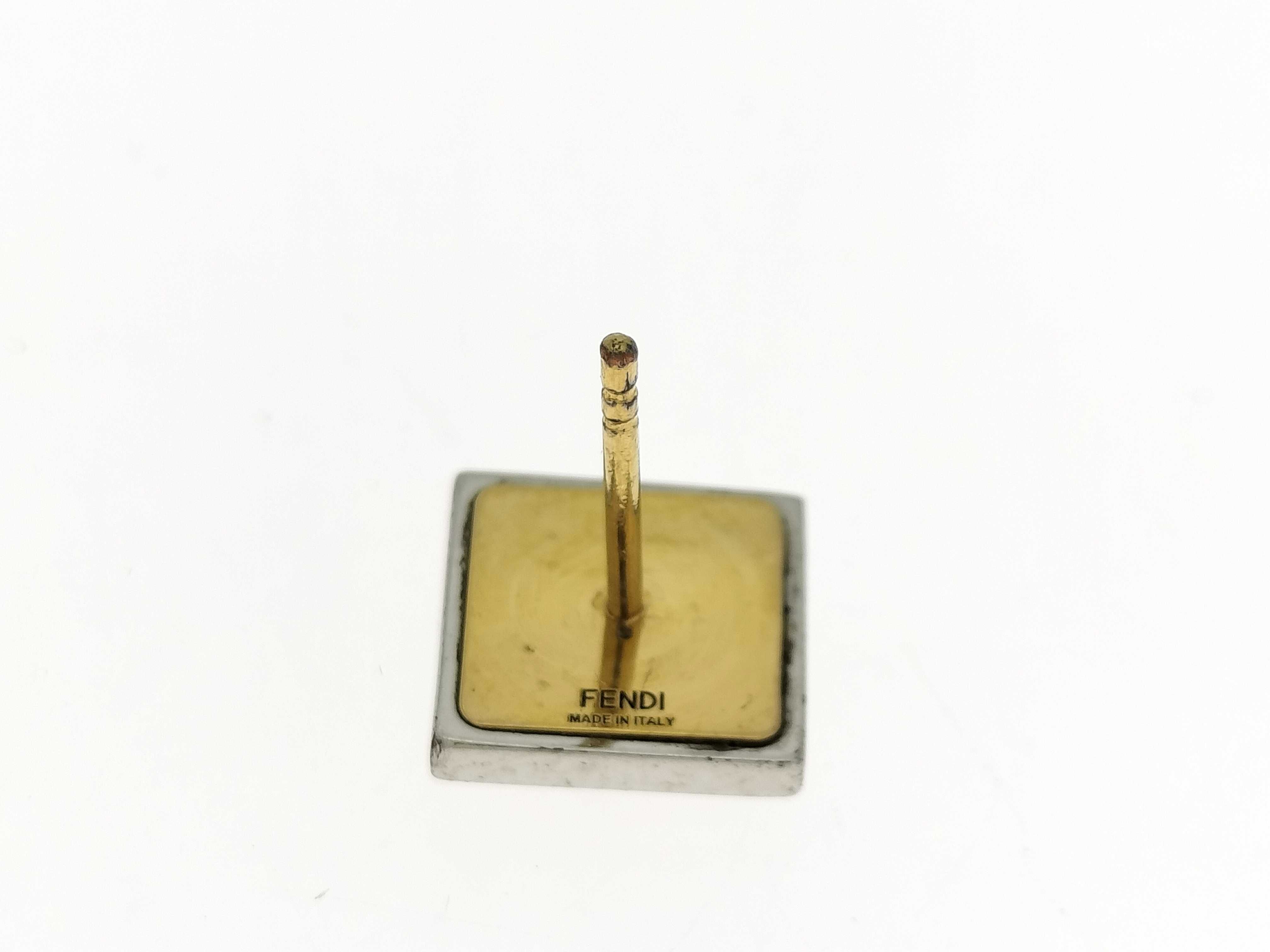 FF Logo Square Gold/Silver Tone Earring (Single Earring) — view 6