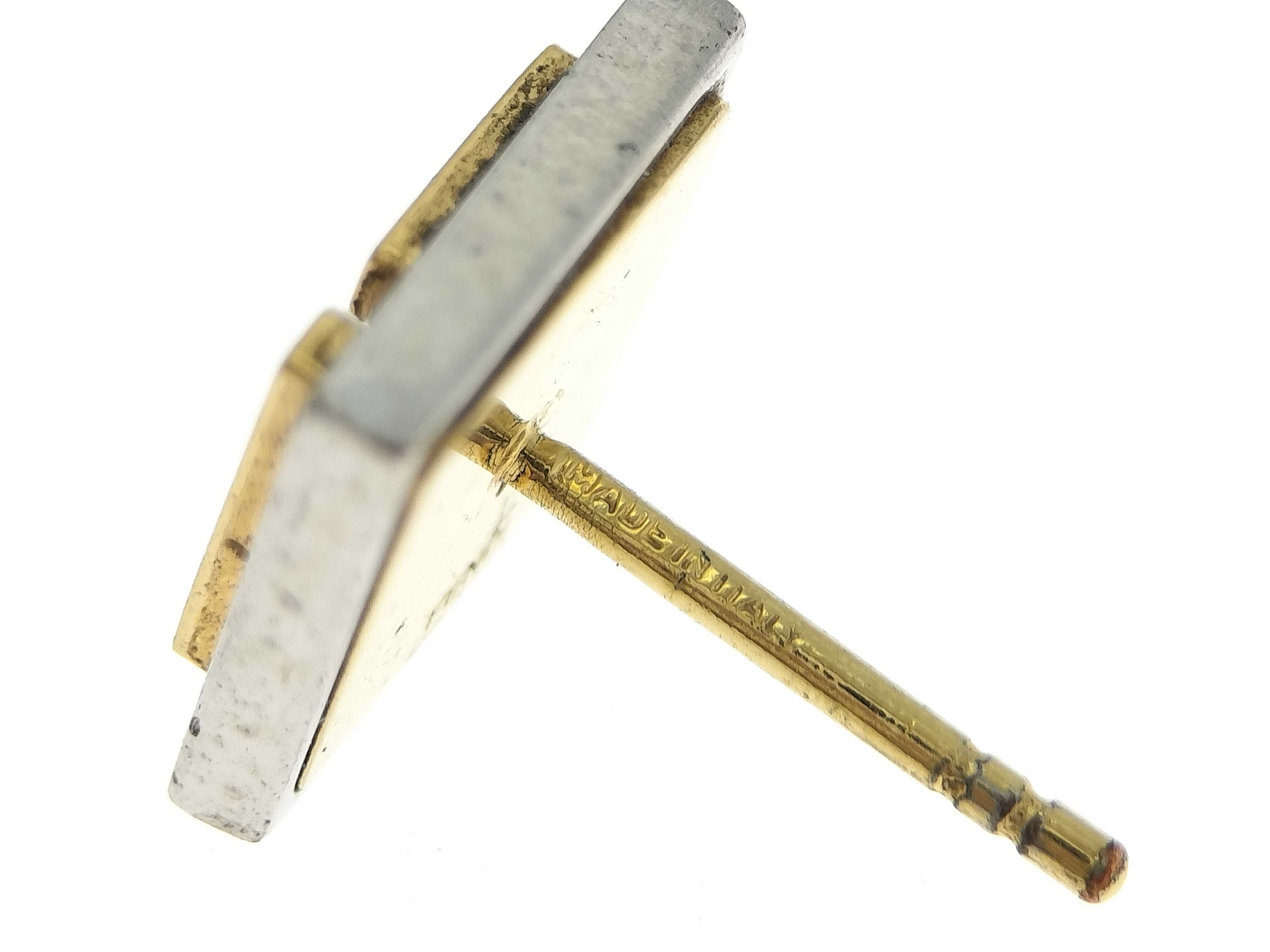 FF Logo Square Gold/Silver Tone Earring (Single Earring) — view 9
