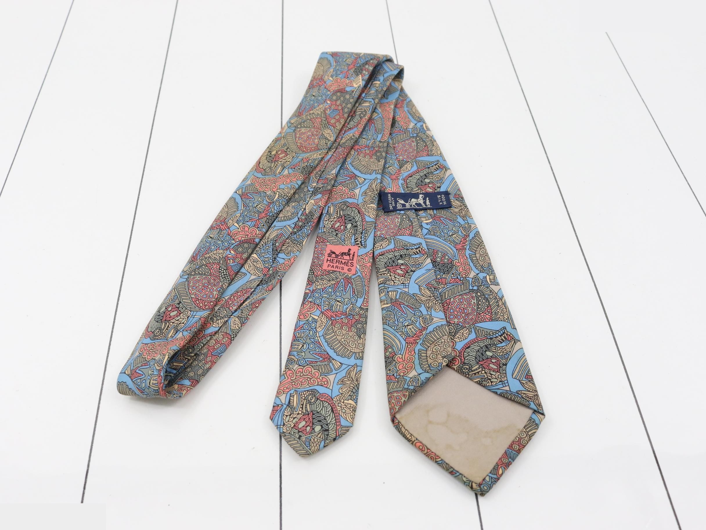 silk tie, all-over fish pattern. — view 2