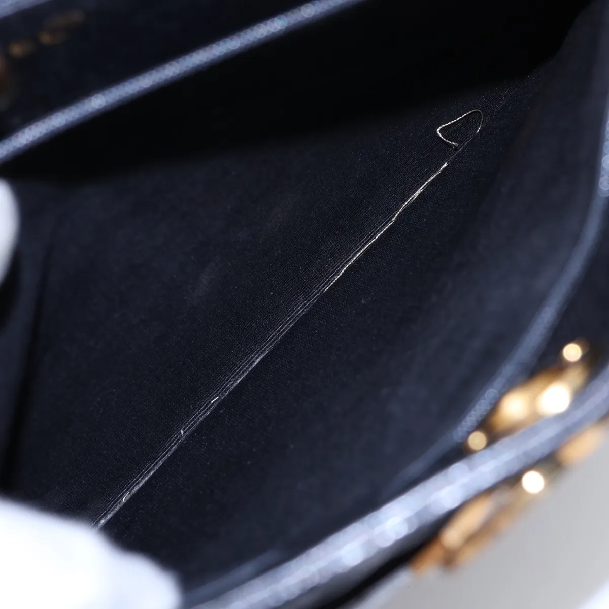 Matelassé Caviar Skin Chain Tote Bag, Black with Gold Hardware, Item No. 3106980 (Serial No. 3) — view 8