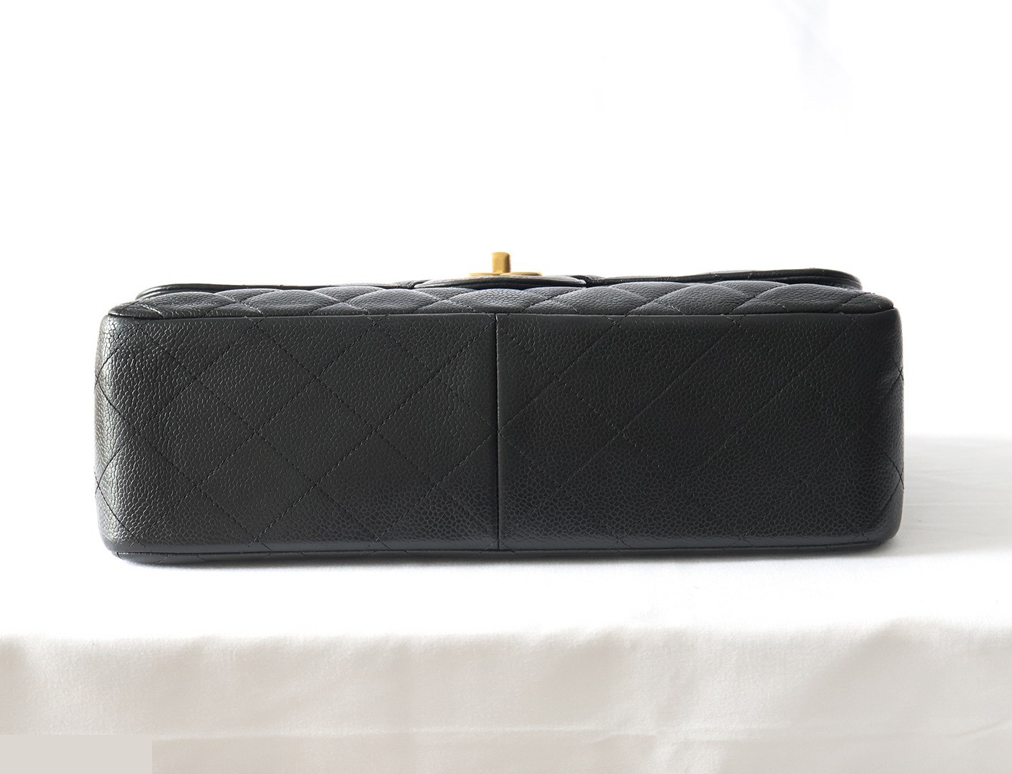 Caviar Skin Large Matelassé 30 Double Flap Double Chain Shoulder Bag, Black — view 8