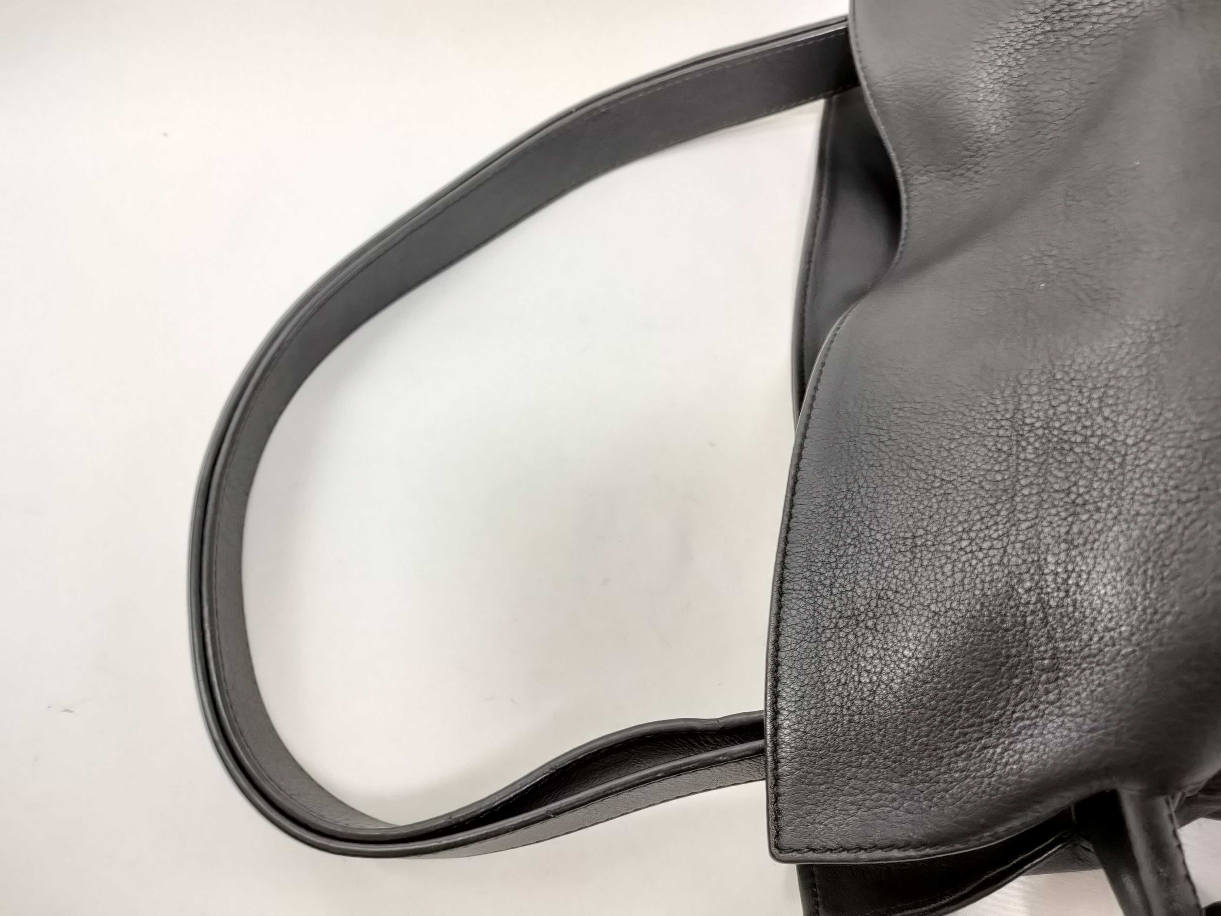 Flamenco Knot Leather Shoulder Bag, Black — view 3
