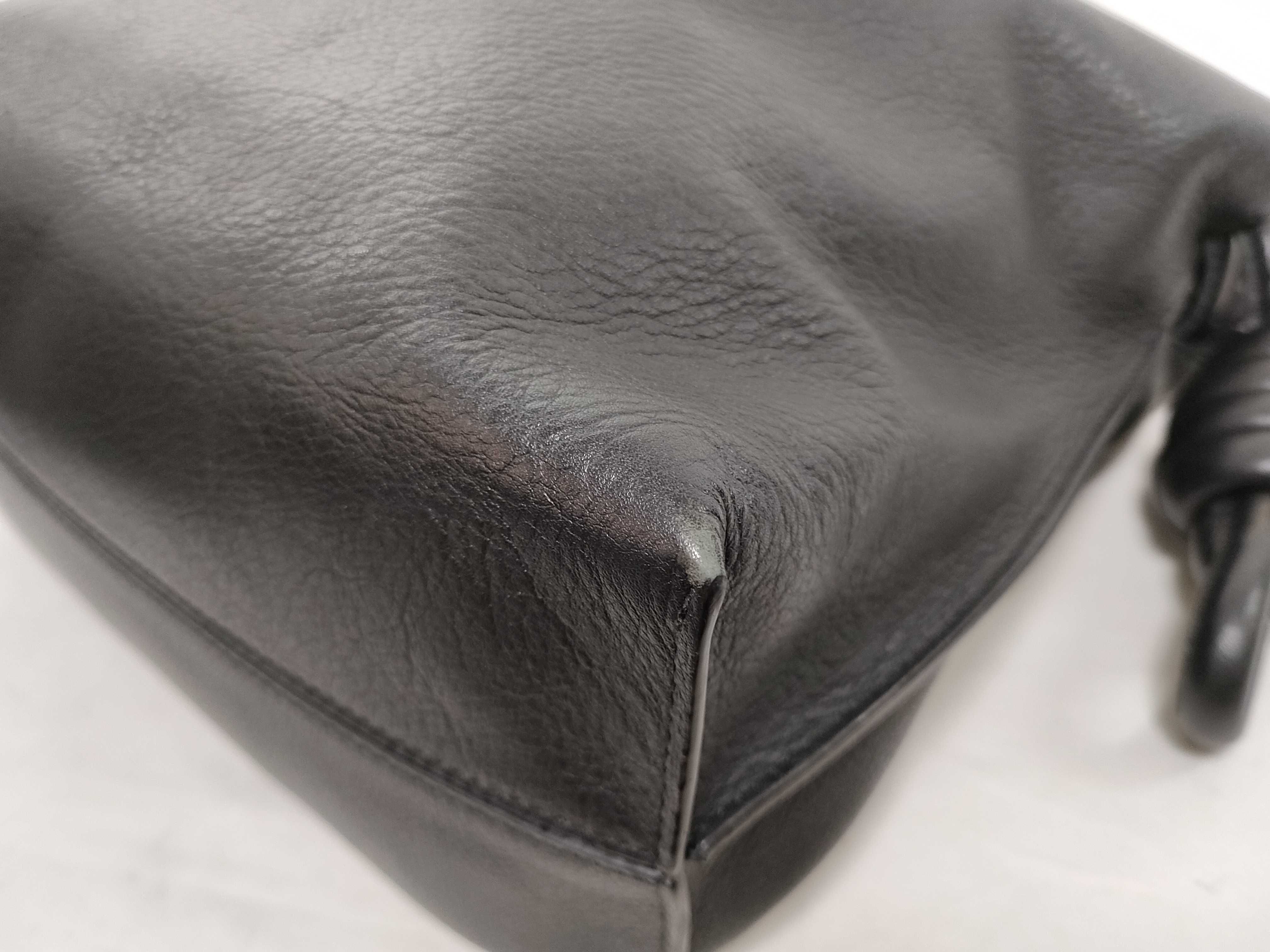 Flamenco Knot Leather Shoulder Bag, Black — view 8
