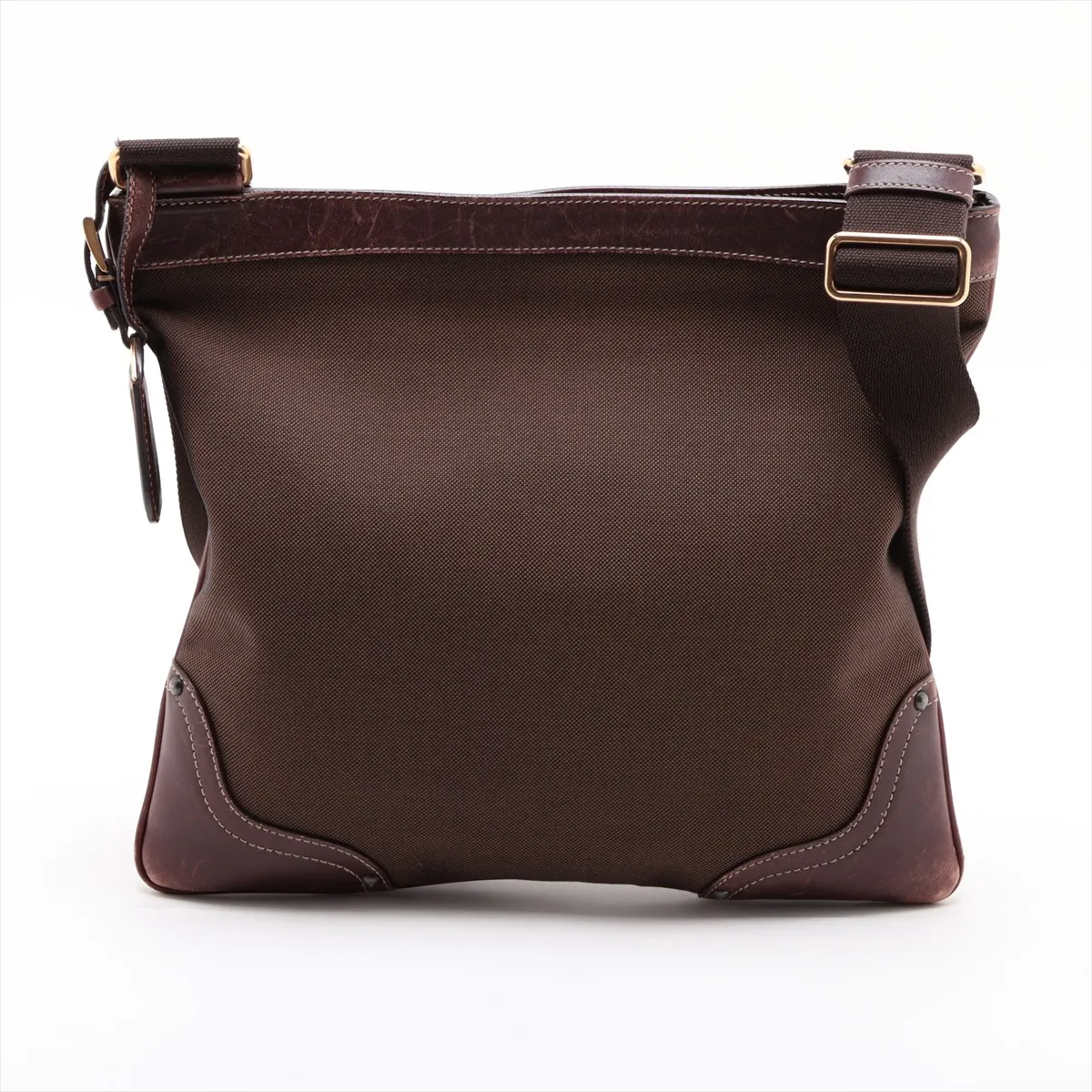 canvas and leather shoulder bag, khaki — view 2