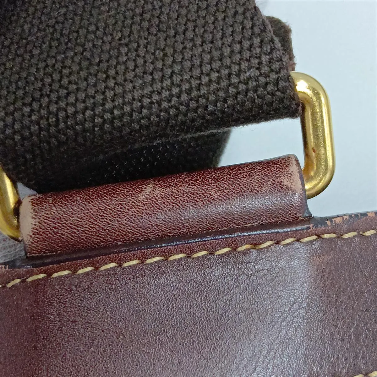 canvas and leather shoulder bag, khaki — view 11