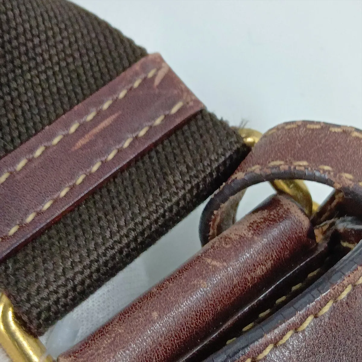 canvas and leather shoulder bag, khaki — view 12