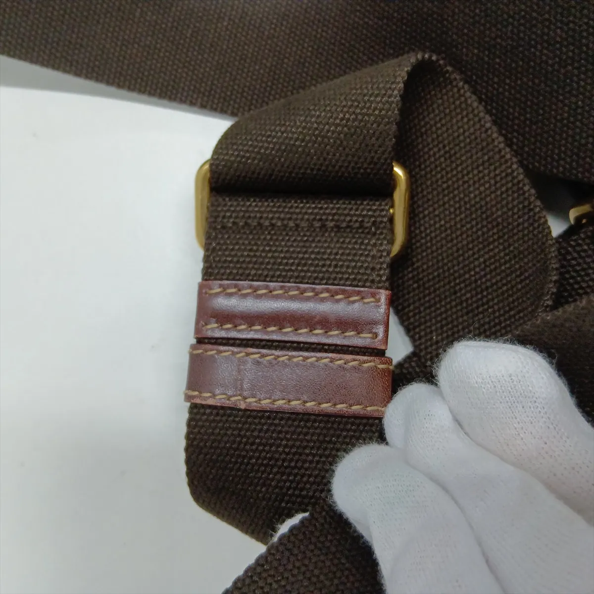 canvas and leather shoulder bag, khaki — view 13