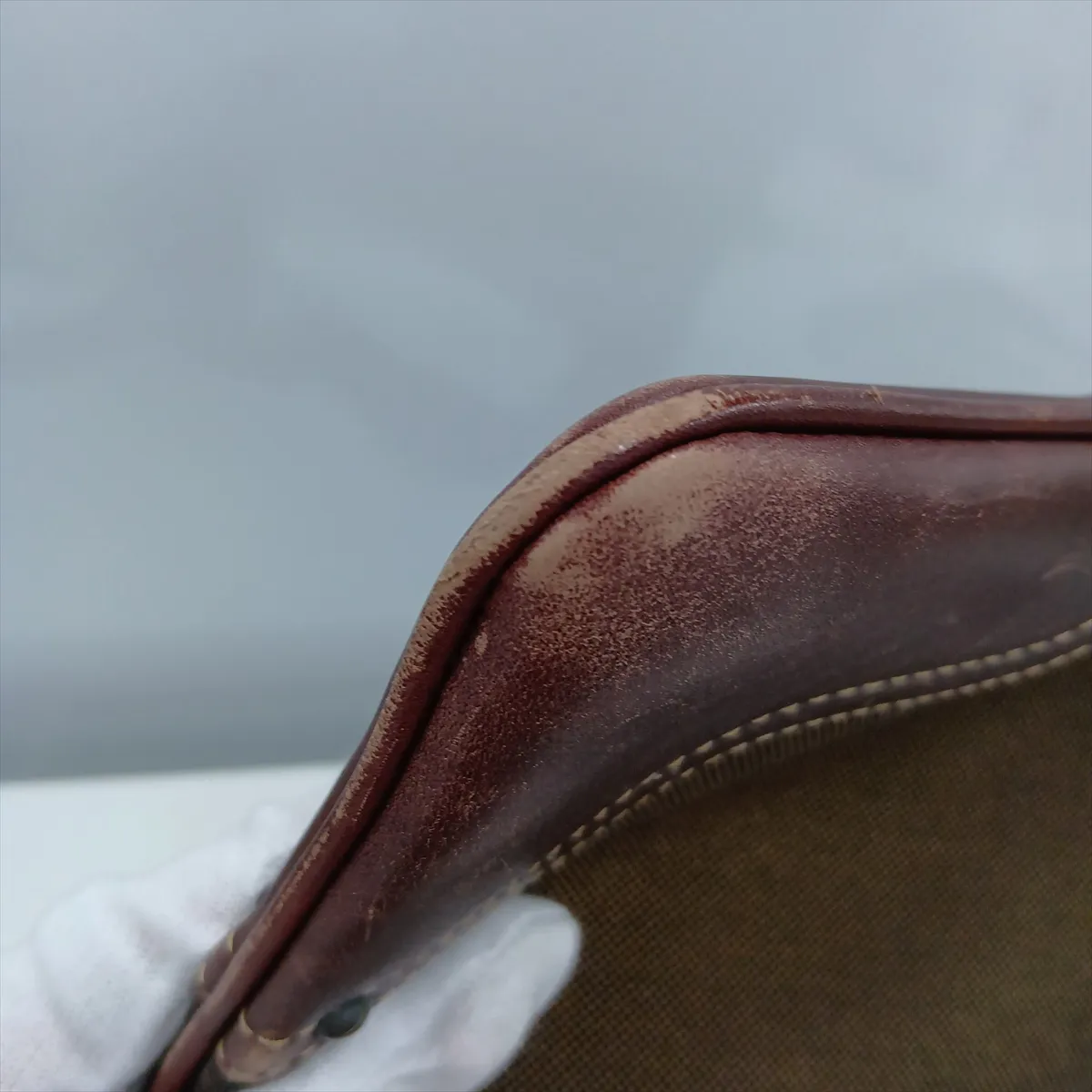 canvas and leather shoulder bag, khaki — view 14