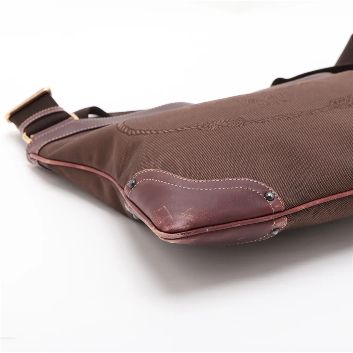 canvas and leather shoulder bag, khaki — view 4