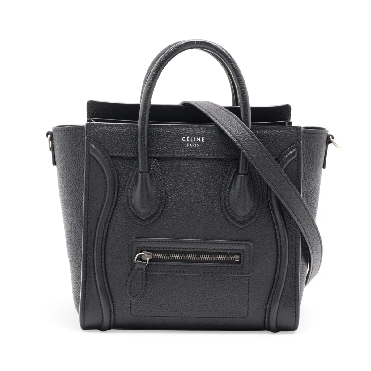Luggage Nano Shopper Leather 2-Way Handbag, Black