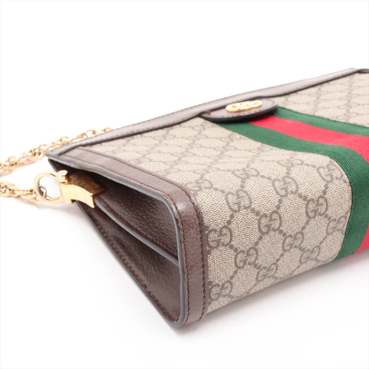 GG Supreme Ophidia 503877 PVC x Leather Chain Shoulder Bag Beige x Brown — view 4